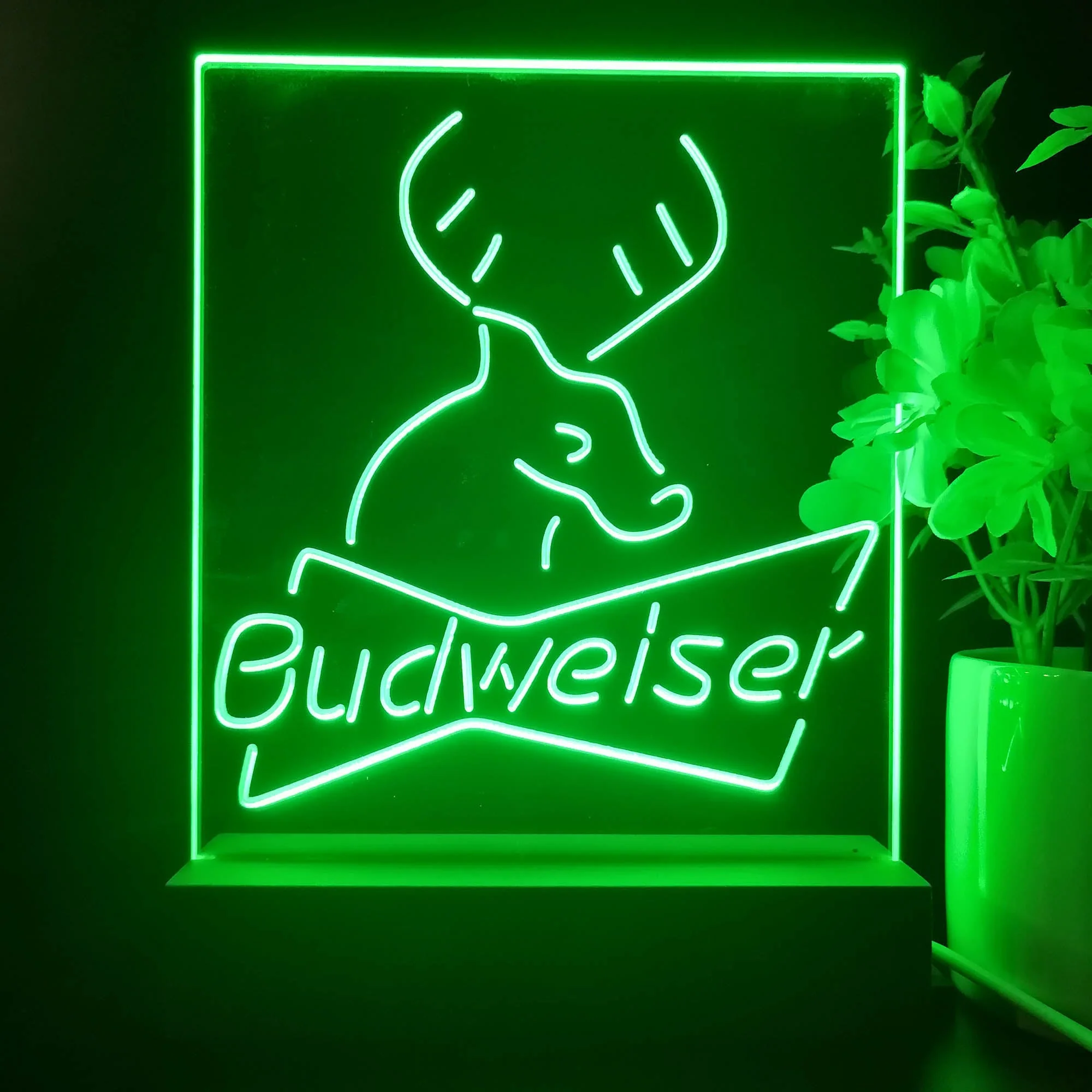 Budweiser Deer Hunting Cabin Night Light Neon Pub Bar Lamp - Image 3