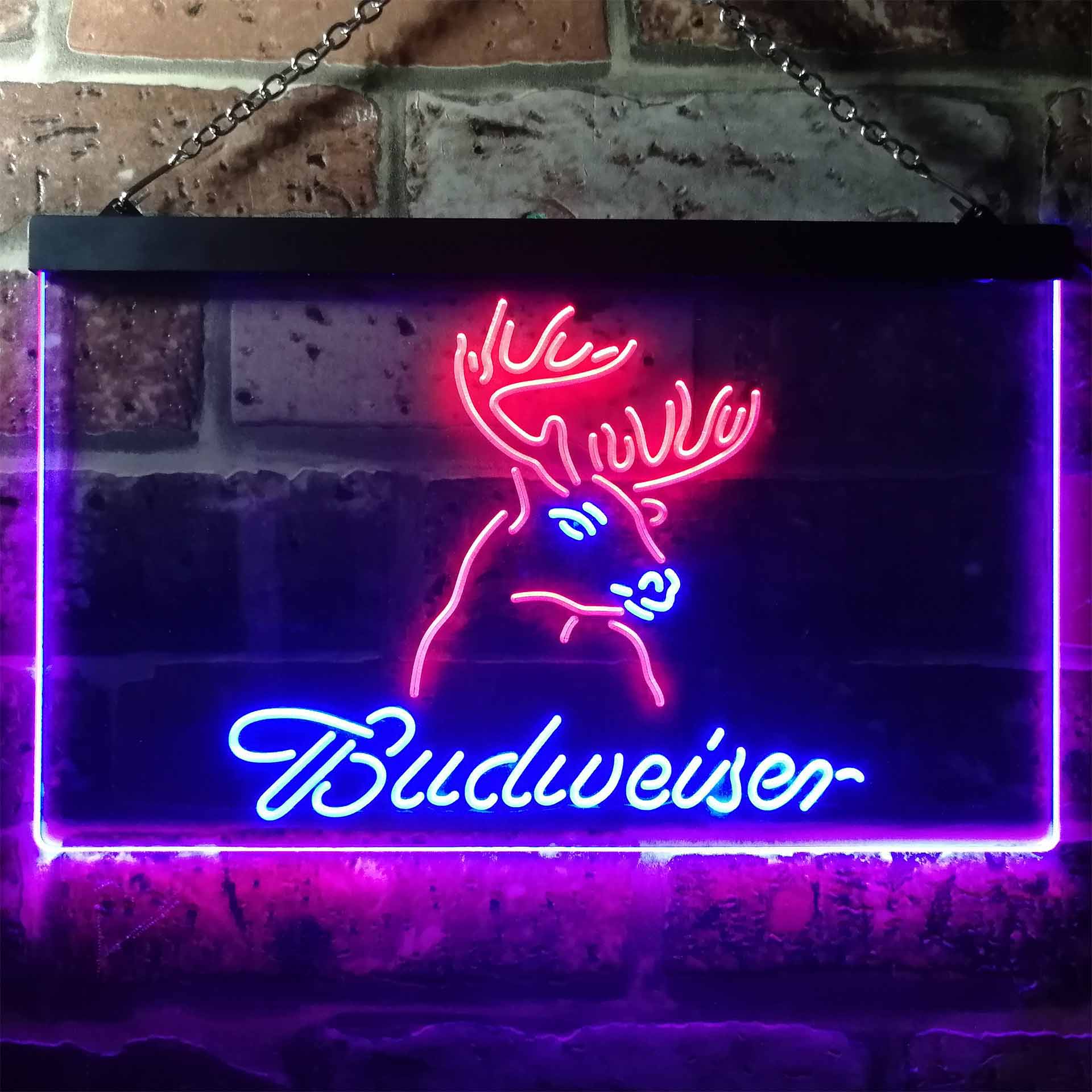 Budweiser Deer Hurt Beer Home Bar Neon Light LED Sign - Image 2