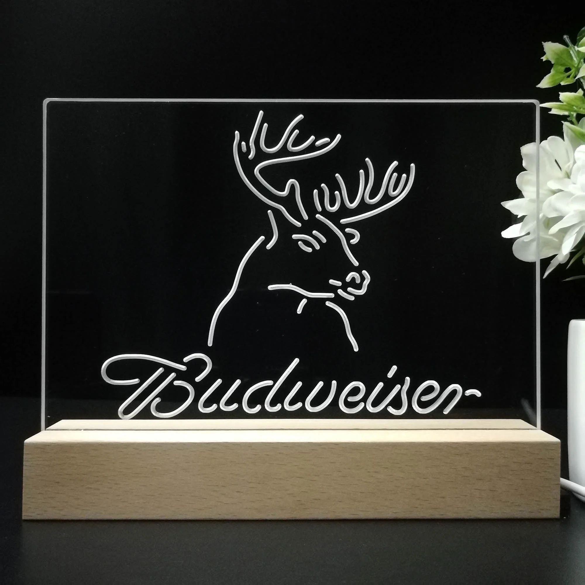 Budweiser Deer Hurt Beer Neon Sign Pub Bar Lamp - Image 8