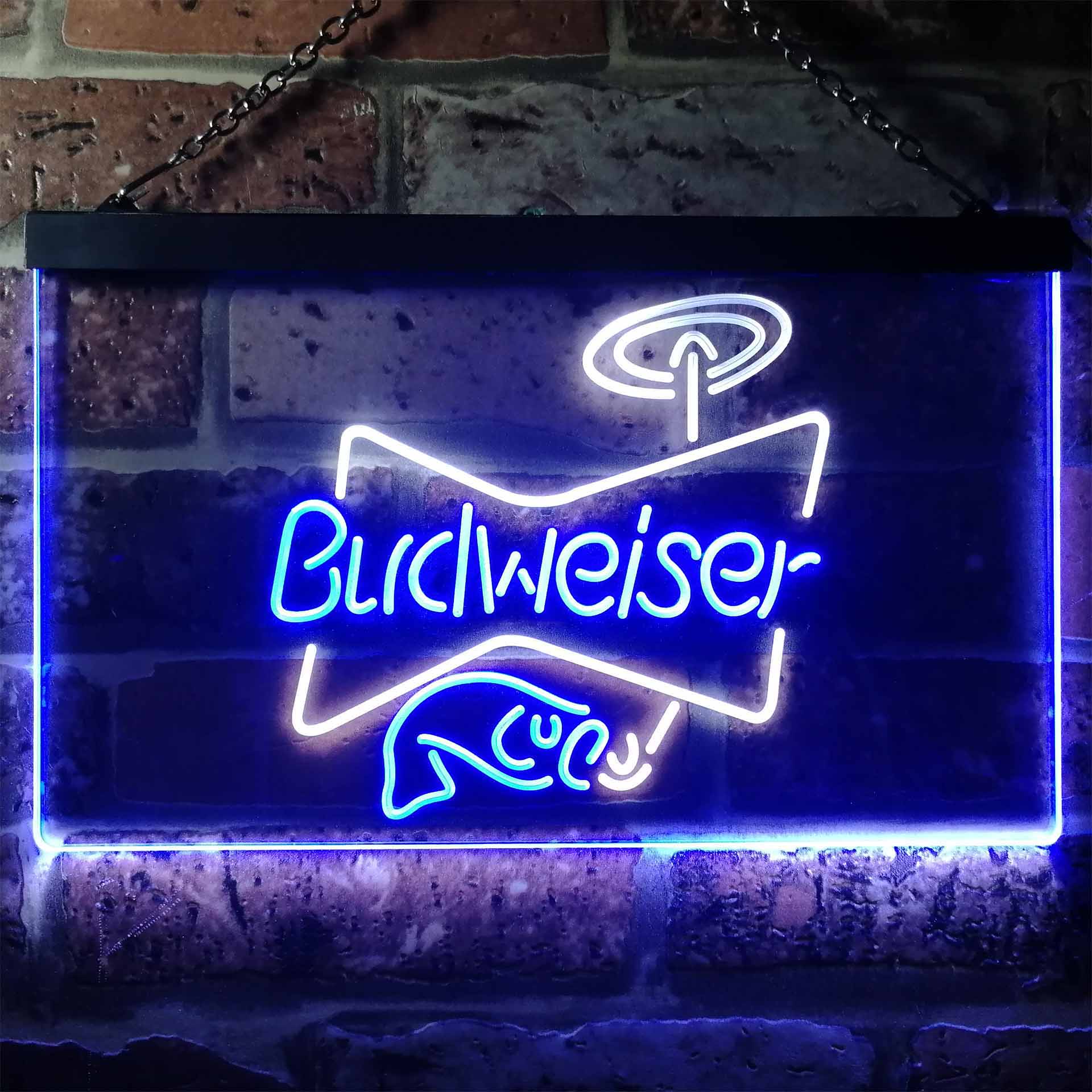 Budweiser Fish Home Bar Neon Light LED Sign