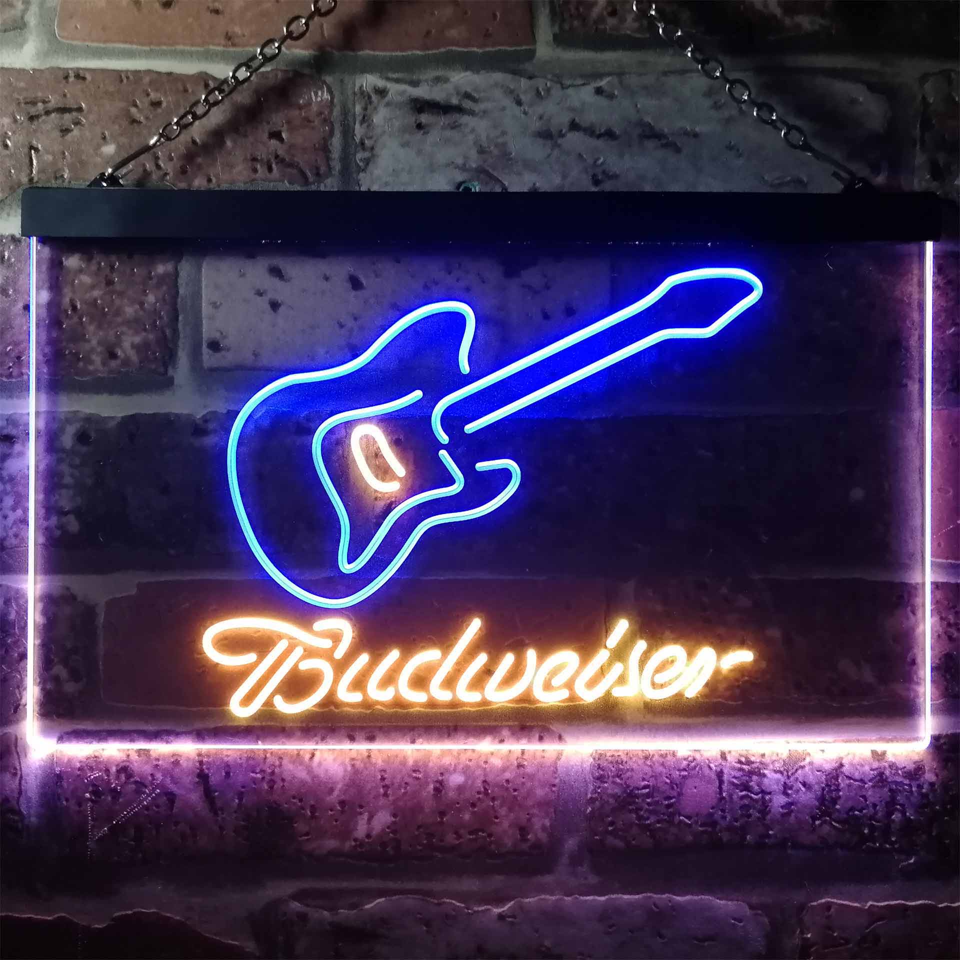 Budweiser Guitar Home Bar Neon Light LED Sign - Image 2