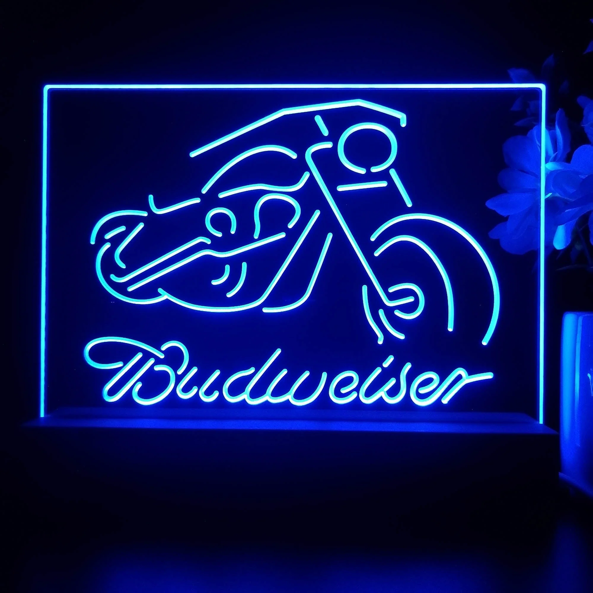Budweiser Motorcycle Garage Neon Sign Pub Bar Lamp
