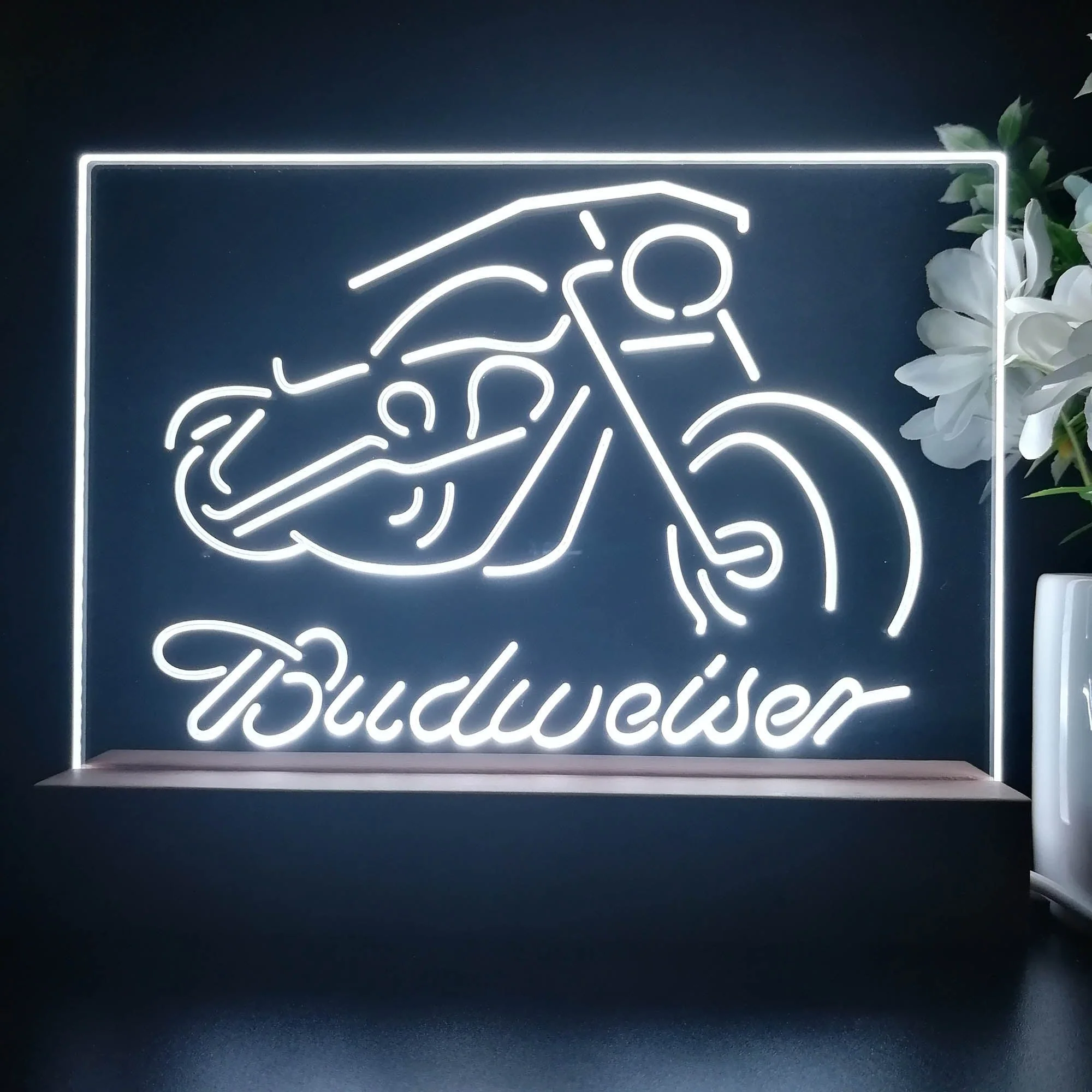Budweiser Motorcycle Garage Neon Sign Pub Bar Lamp - Image 3