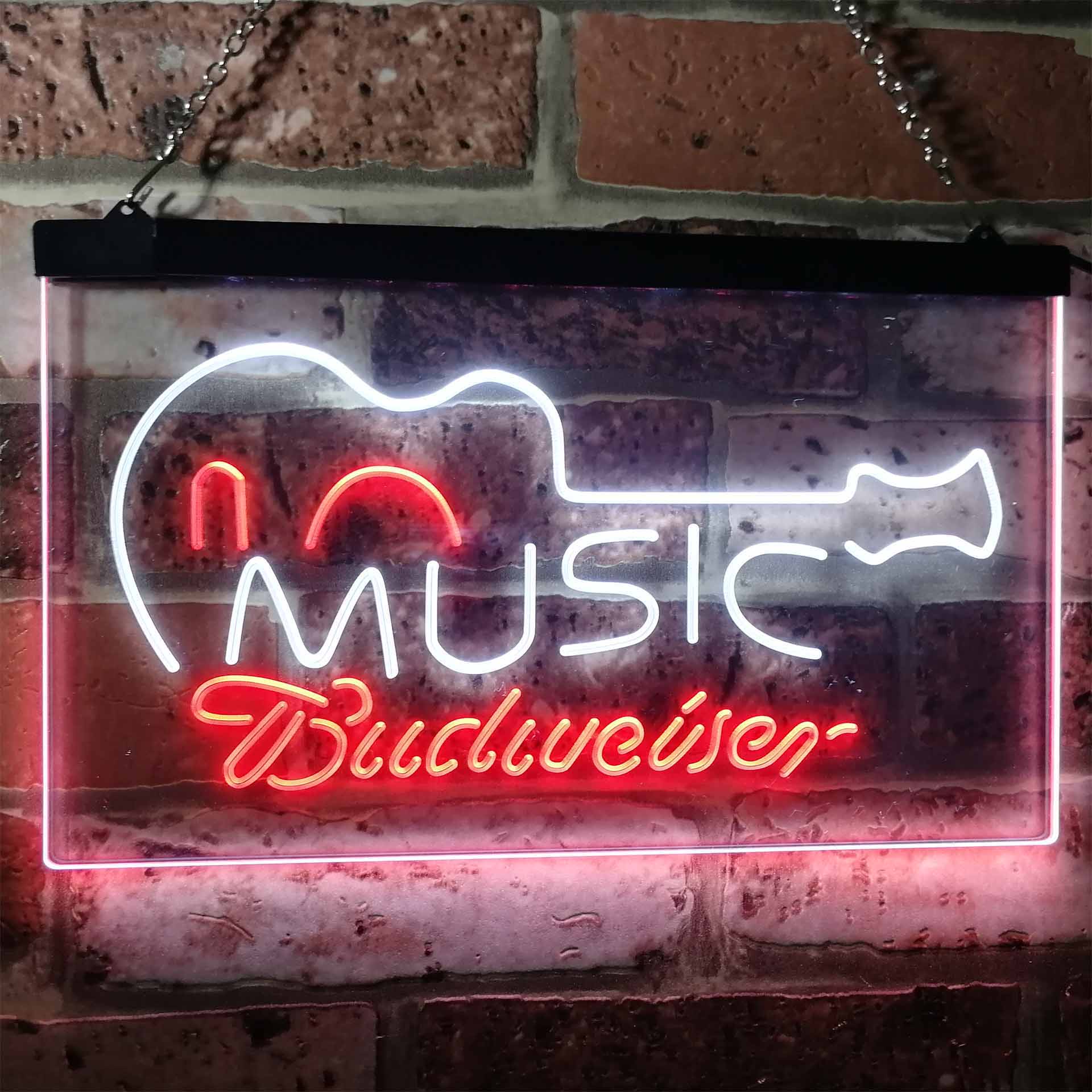 Budweiser Music Guitar Beer Bar Decor Home Bar Neon Light LED Sign