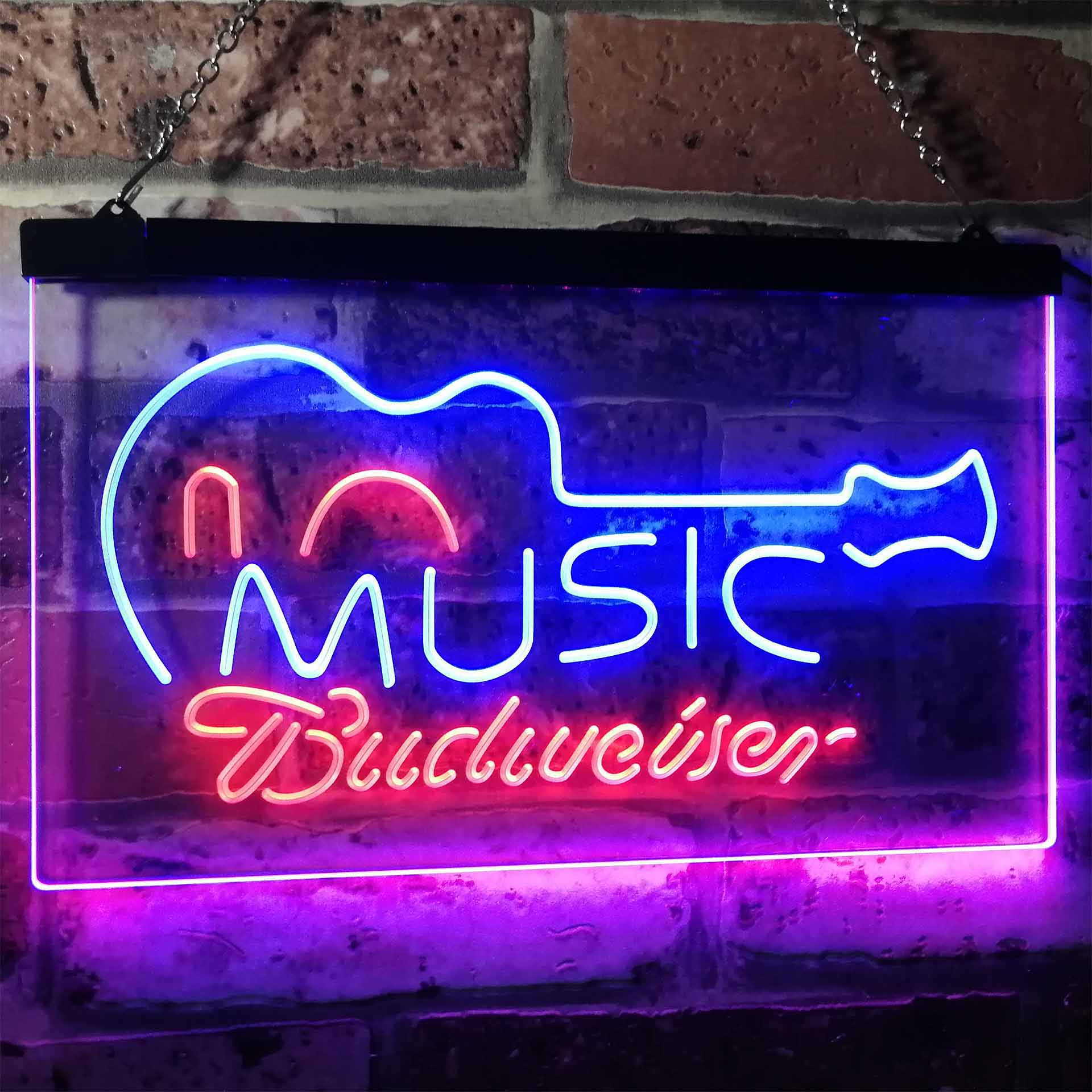 Budweiser Music Guitar Beer Bar Decor Home Bar Neon Light LED Sign - Image 11