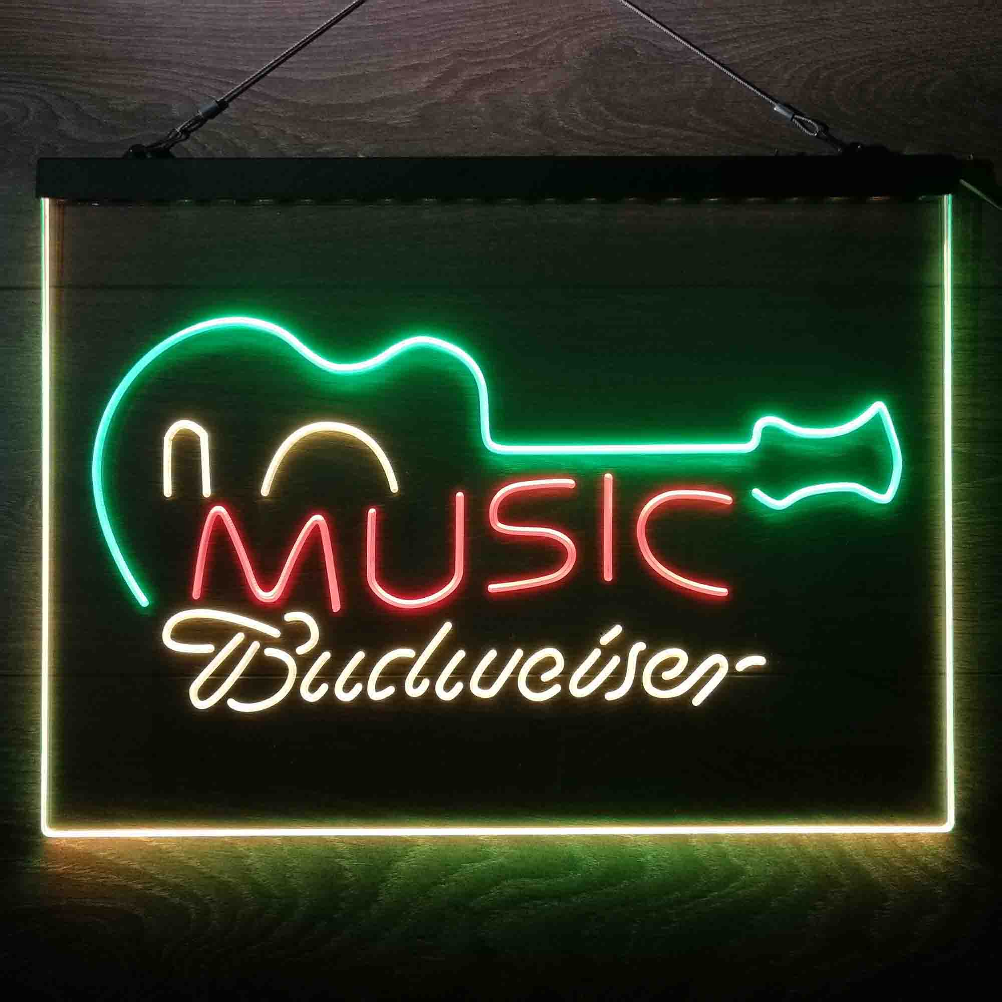 Budweiser Music Guitar Neon 3-Color LED Sign