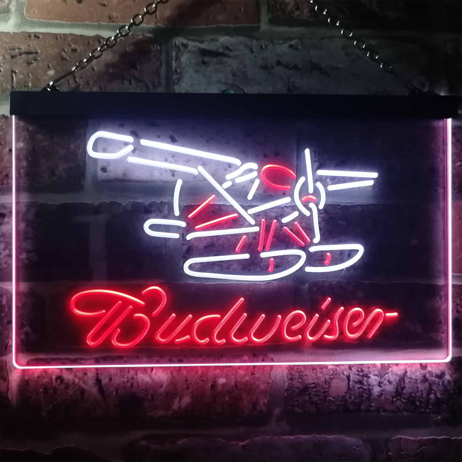 Budweiser Plane Game Room Home Bar Neon Light LED Sign - Image 11