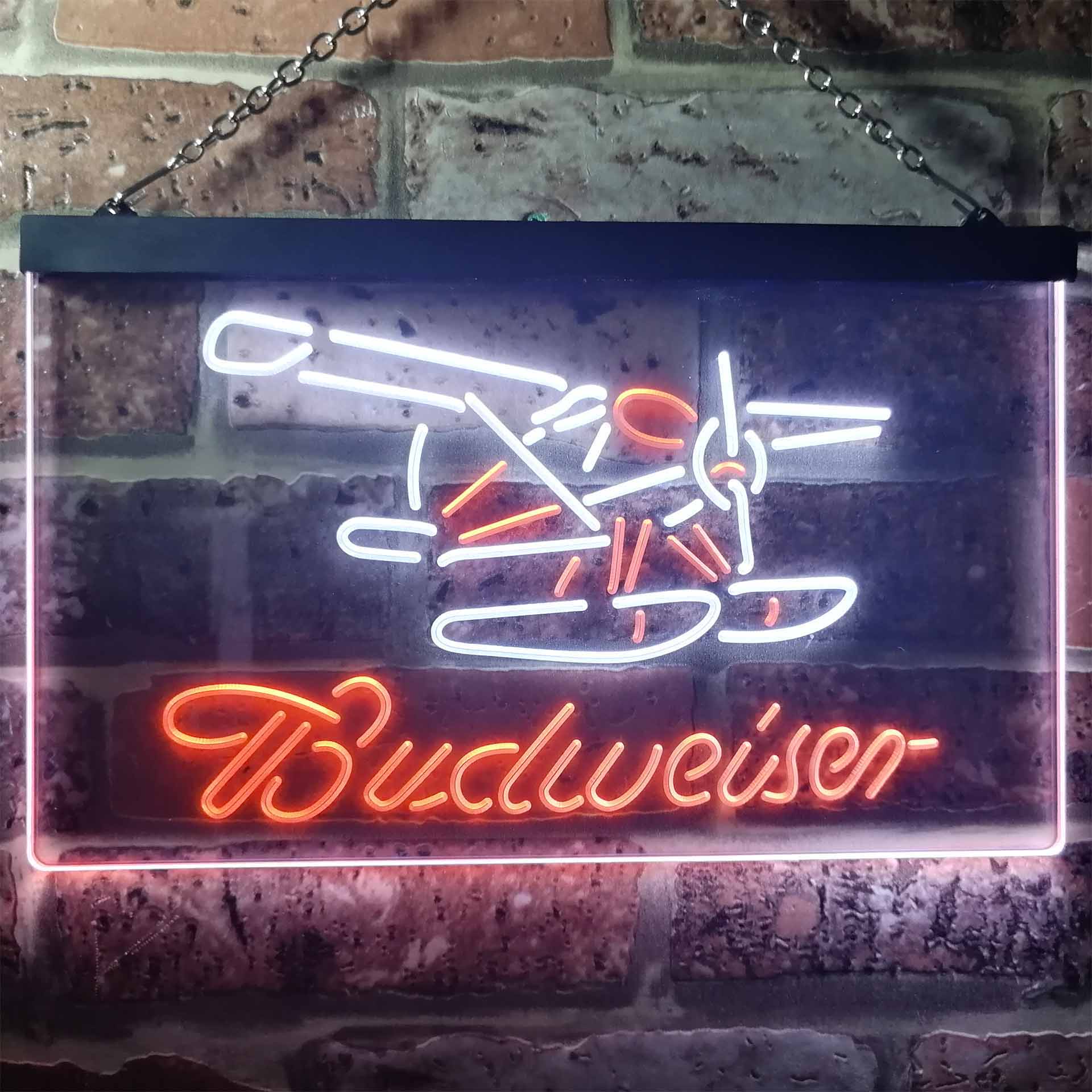 Budweiser Plane Game Room Home Bar Neon Light LED Sign - Image 7