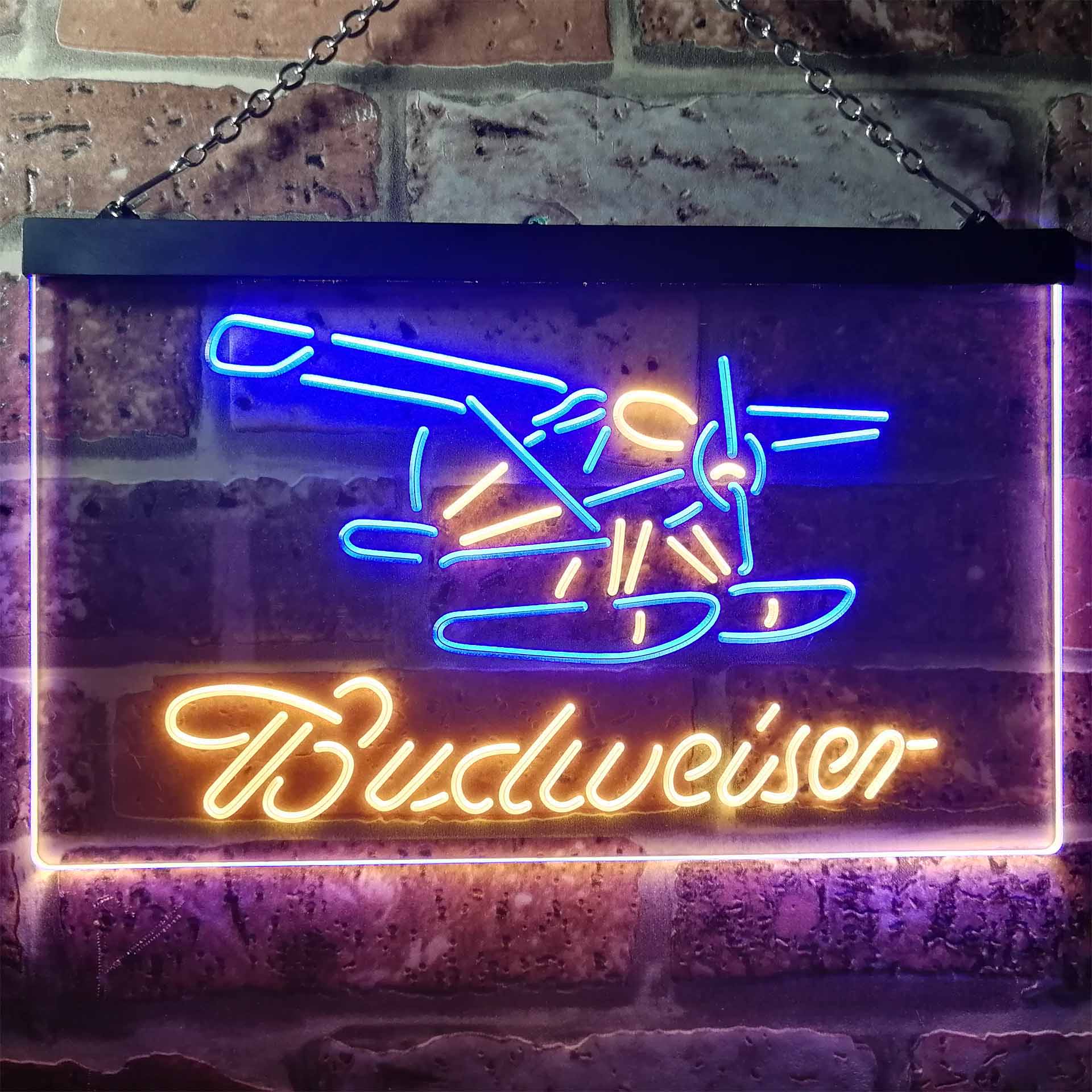 Budweiser Plane Game Room Home Bar Neon Light LED Sign - Image 9