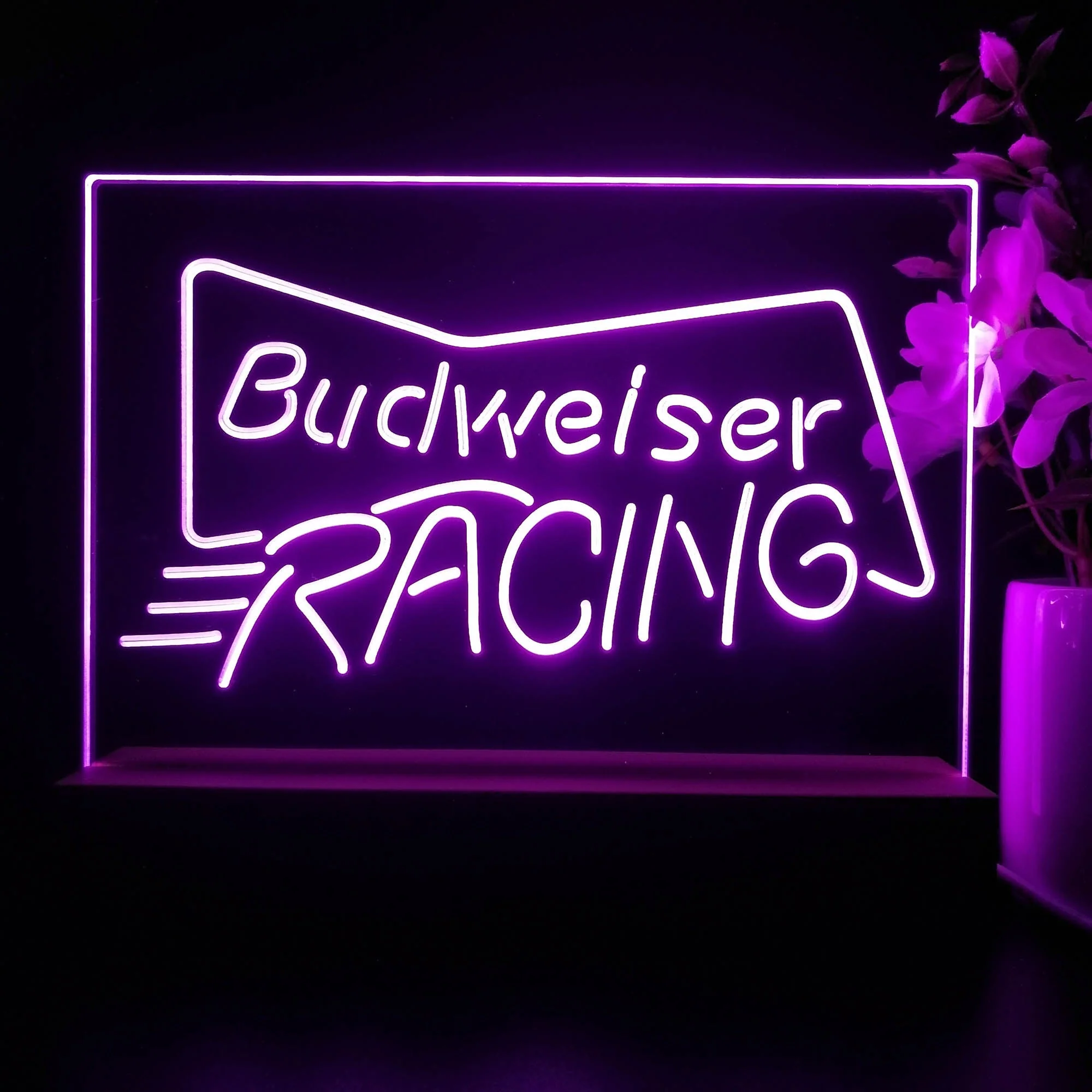 Budweiser Racing Car Neon Sign Pub Bar Lamp - Image 2