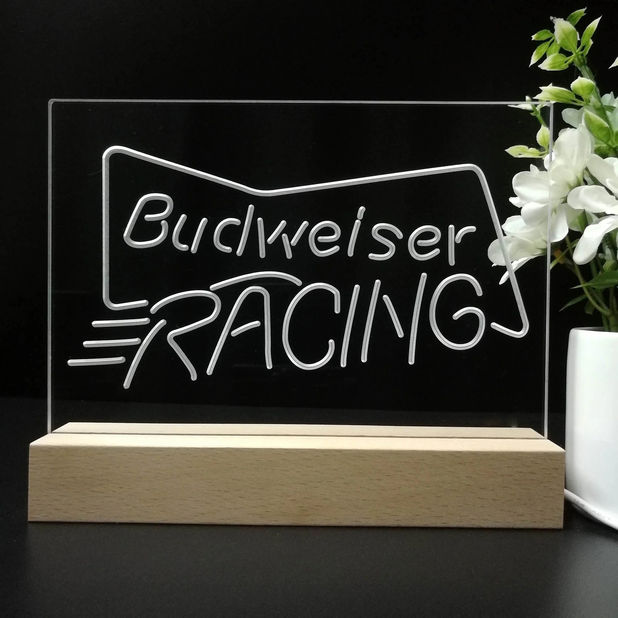 Budweiser Racing Car Neon Sign Pub Bar Lamp - Image 8