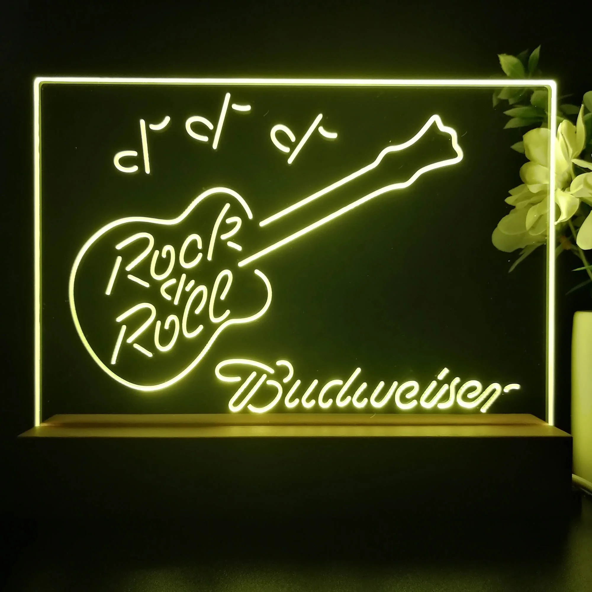 Budweiser Rock n Roll Live Music Neon Sign Pub Bar Lamp