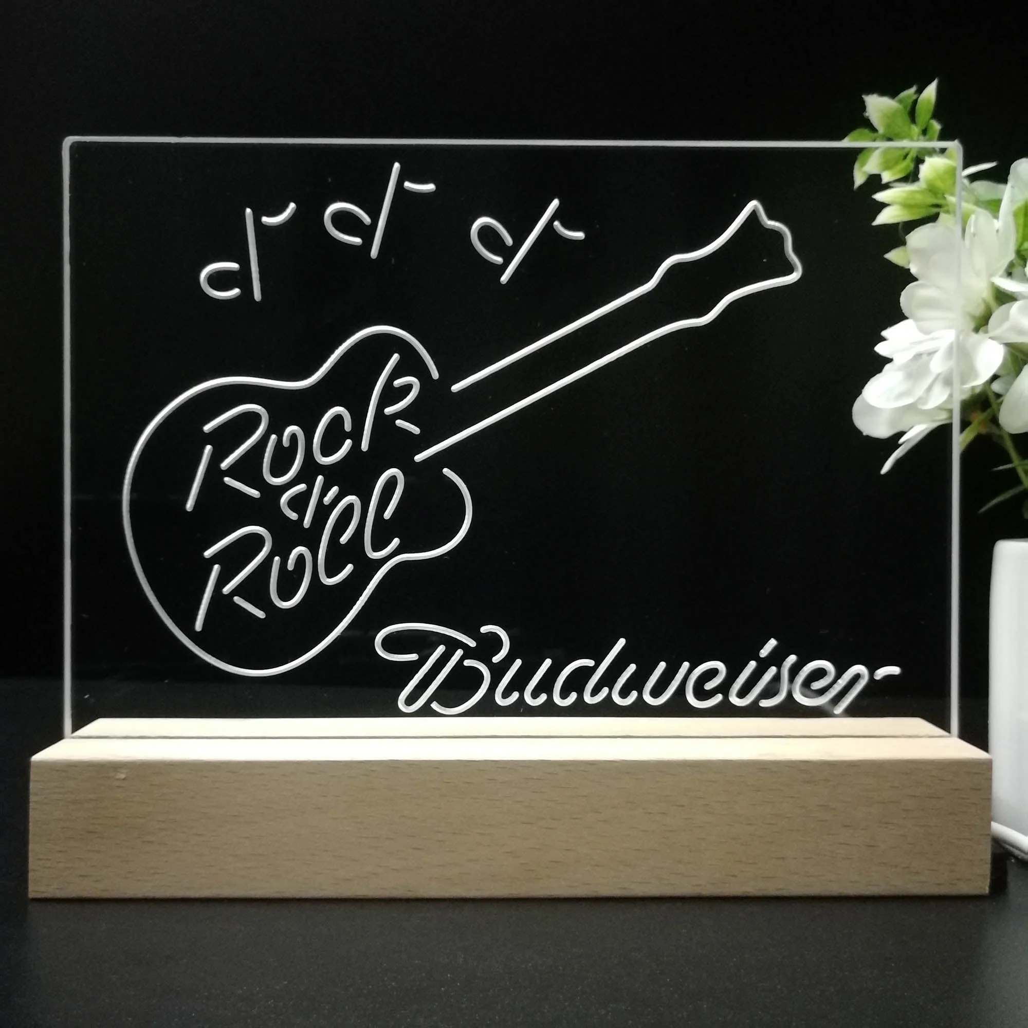 Budweiser Rock n Roll Live Music Neon Sign Pub Bar Lamp - Image 8