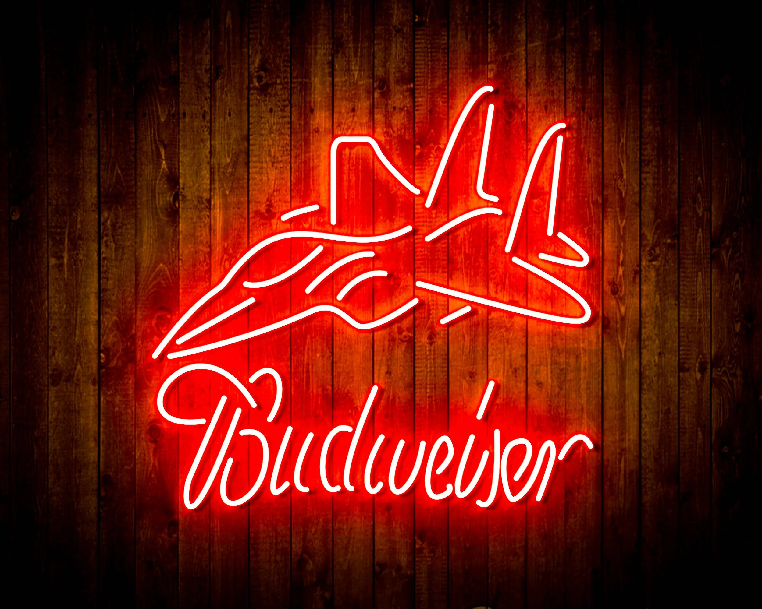 Budweiser with Jet Fighter Handmade Neon Flex LED Sign - Image 16