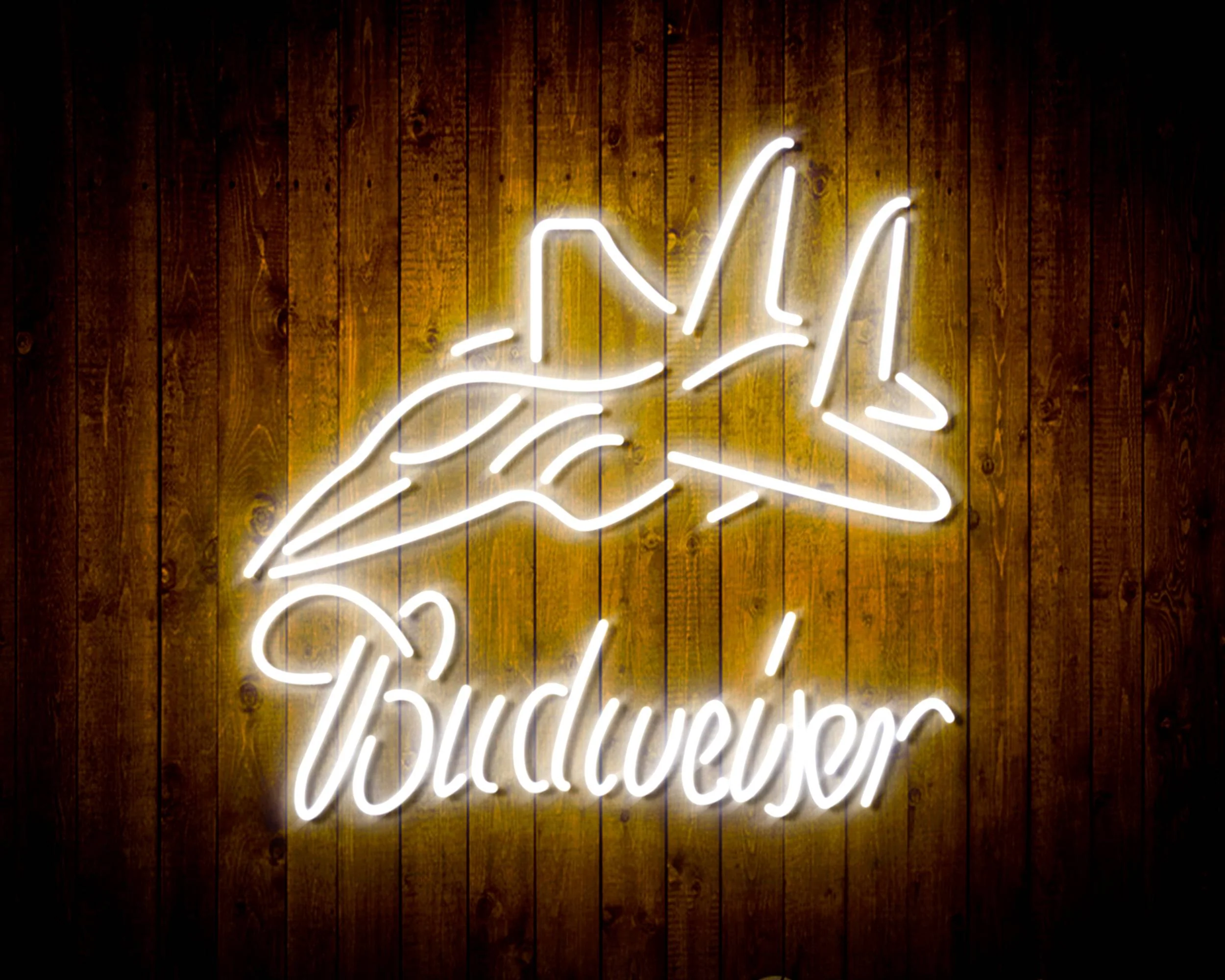 Budweiser with Jet Fighter Handmade Neon Flex LED Sign - Image 20