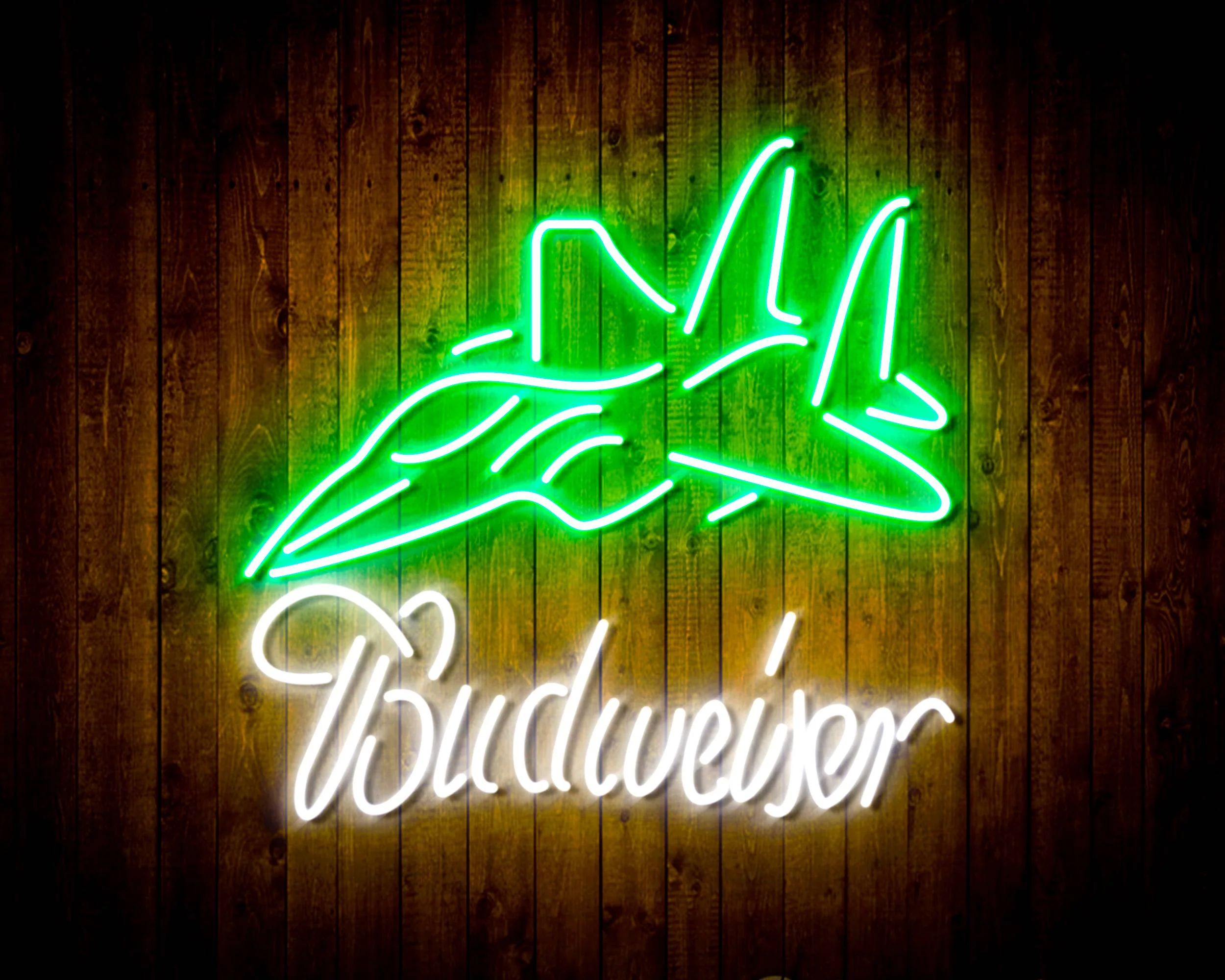 Budweiser with Jet Fighter Handmade Neon Flex LED Sign - Image 6