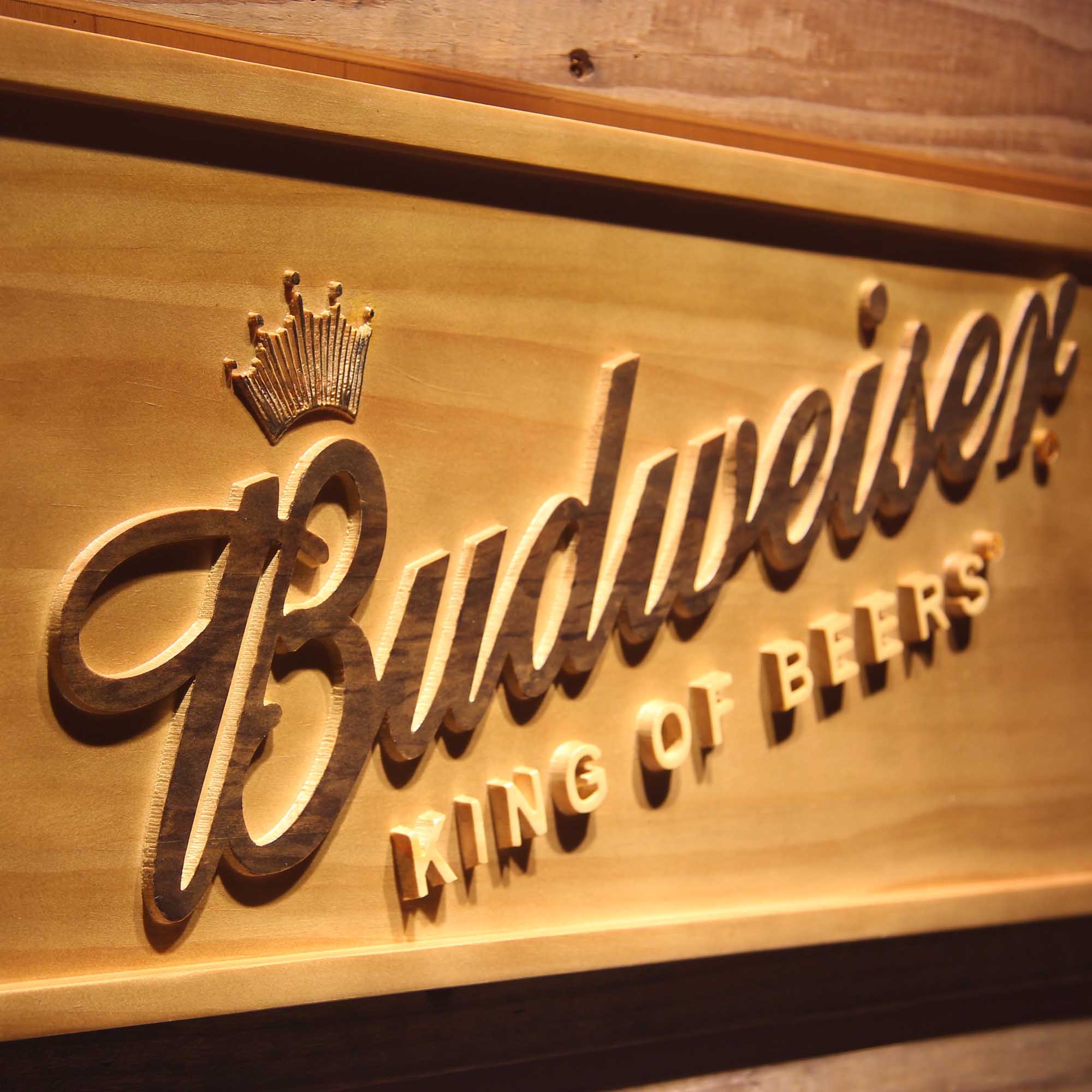 Budweiser 3D Solid Wooden Craving Sign - Image 4