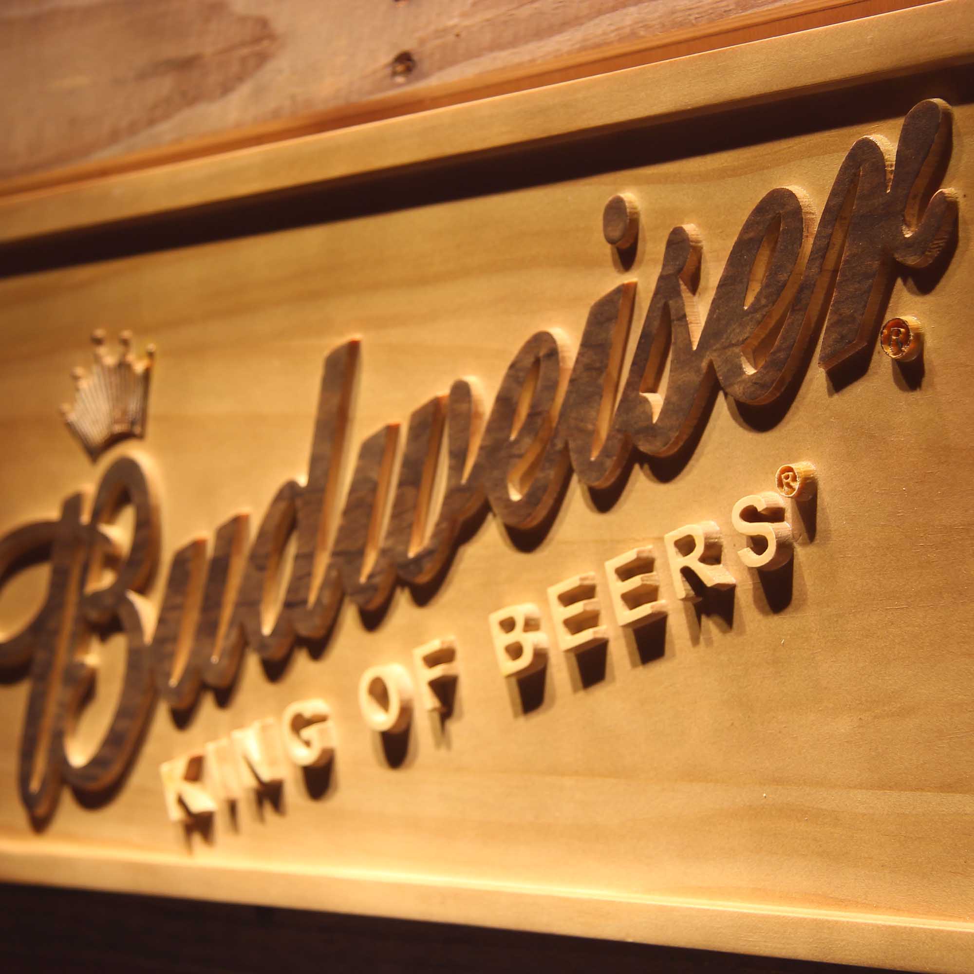 Budweiser 3D Solid Wooden Craving Sign - Image 6