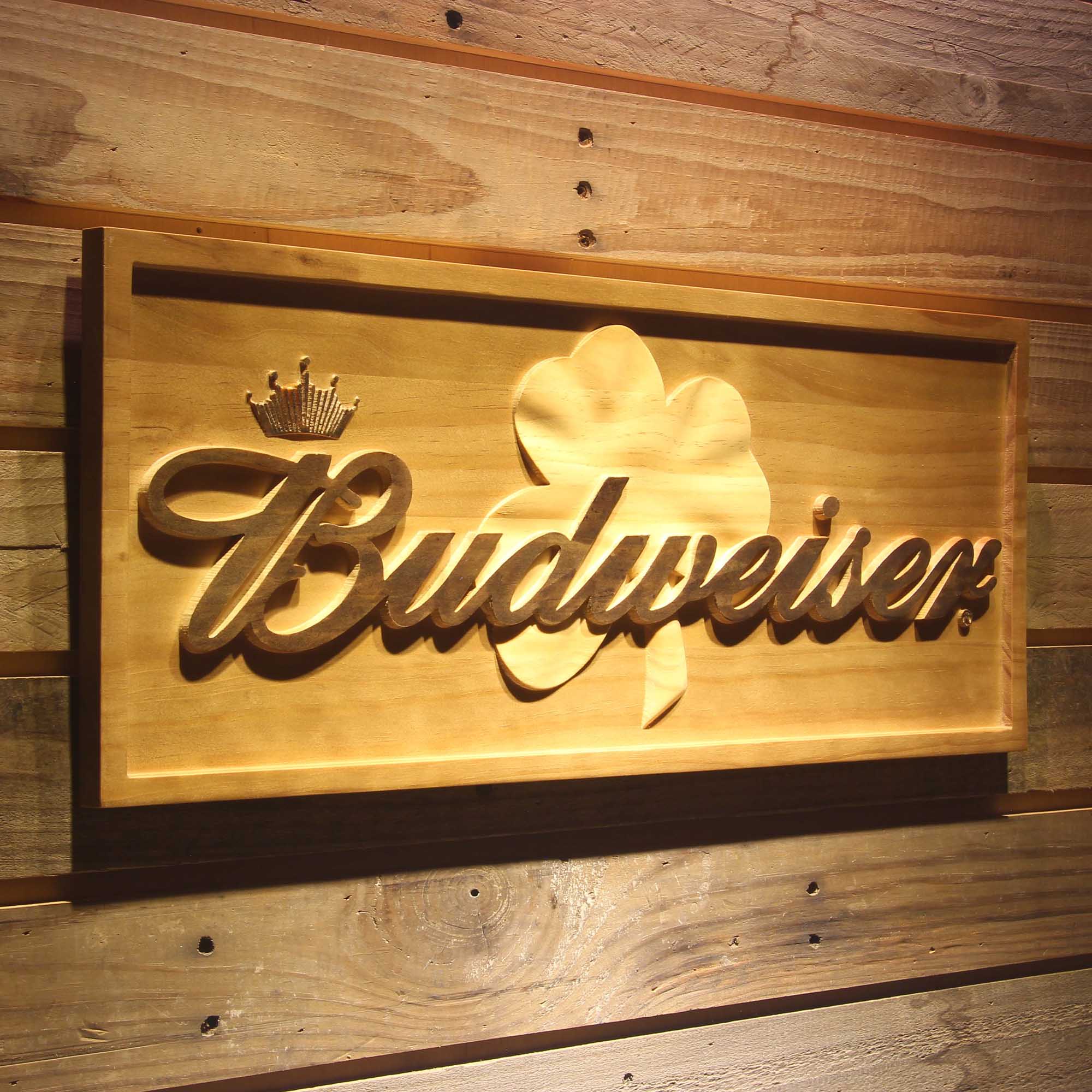 Budweiser 3D Solid Wooden Craving Sign - Image 2