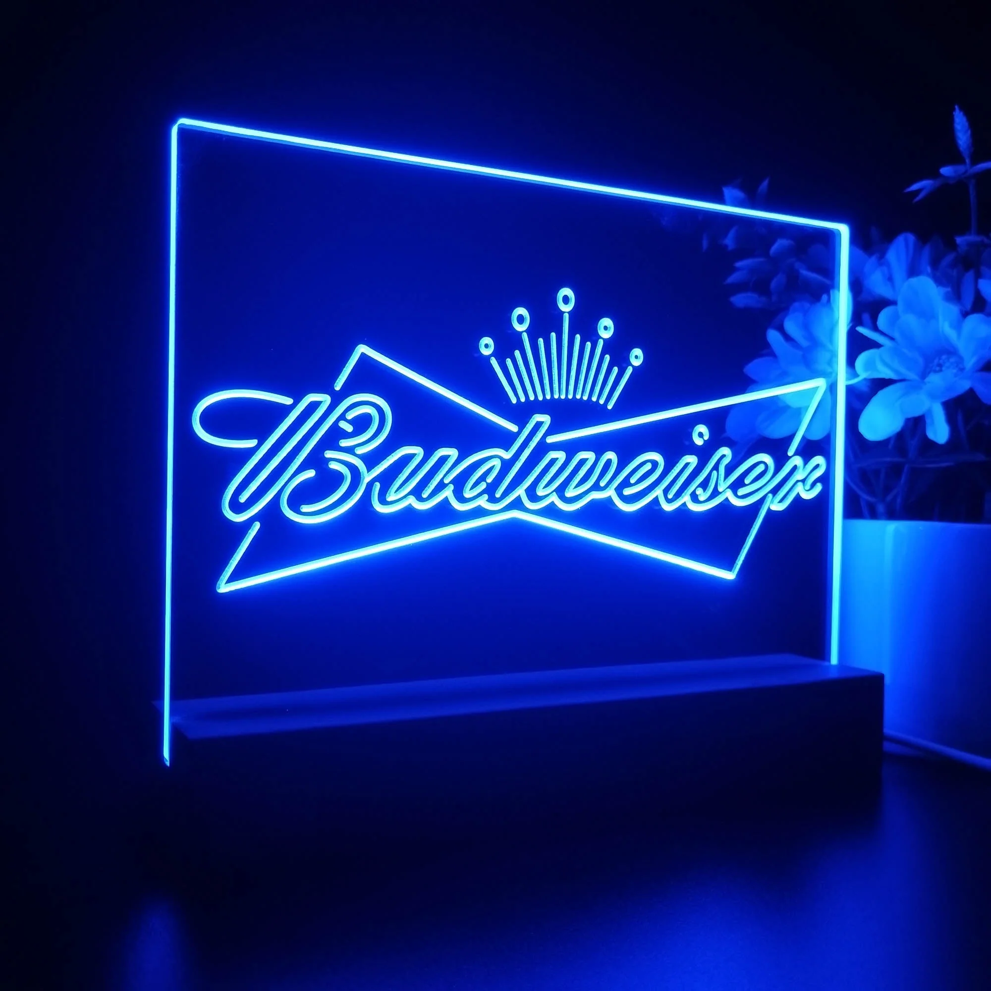 Budweisers Bowtie Crown Neon Sign Pub Bar Lamp - Image 6