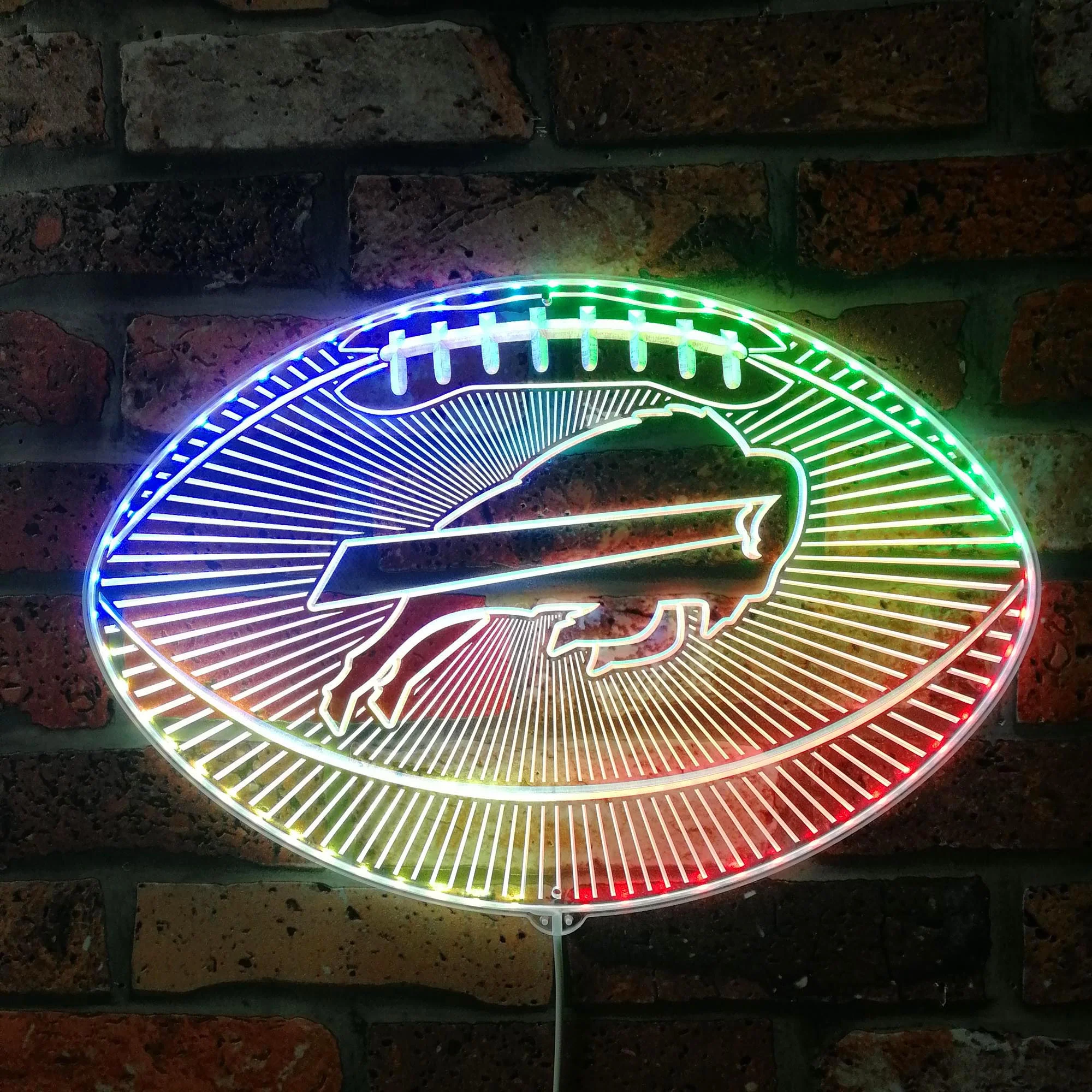 Buffalo Bills Football Neon LED Sign with Dynamic RGB Colors