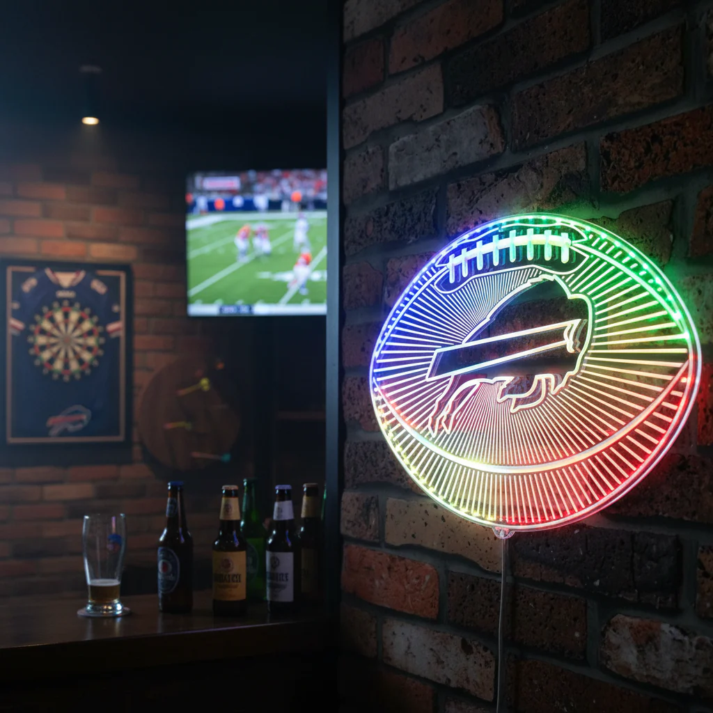 Buffalo Bills Football Neon LED Sign with Dynamic RGB Colors - Image 8