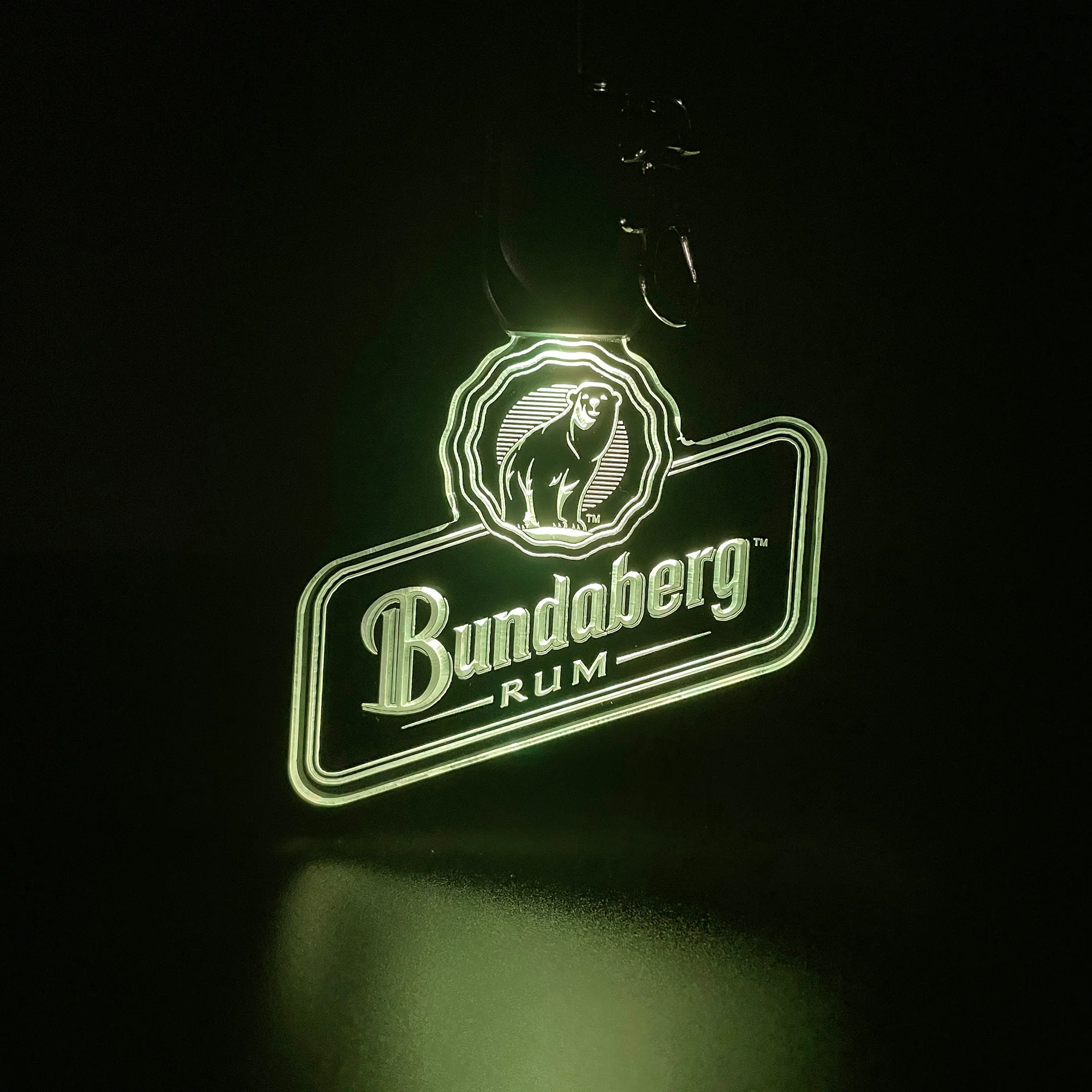 Bundaberg Rum LED Light Acrylic Keychain , Christmas Tree Ornament