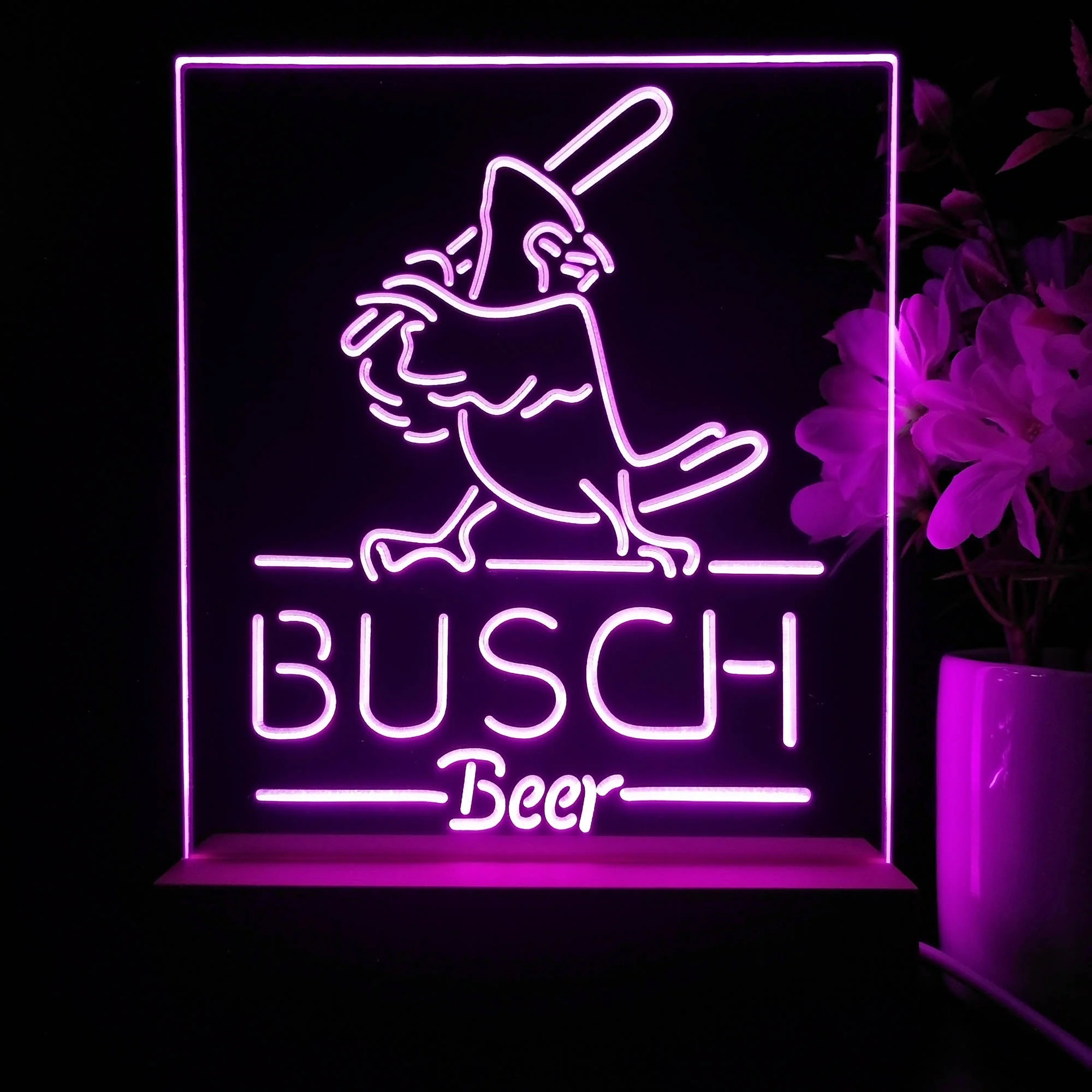 Busch Beer Baseball Bird Night Light Neon Pub Bar Lamp - Image 3