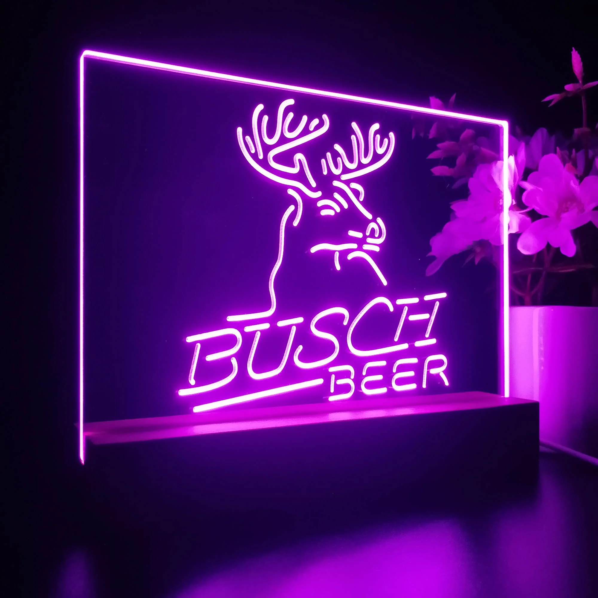 Busch Beer Den Deer Hunt Neon Sign Pub Bar Lamp - Image 6