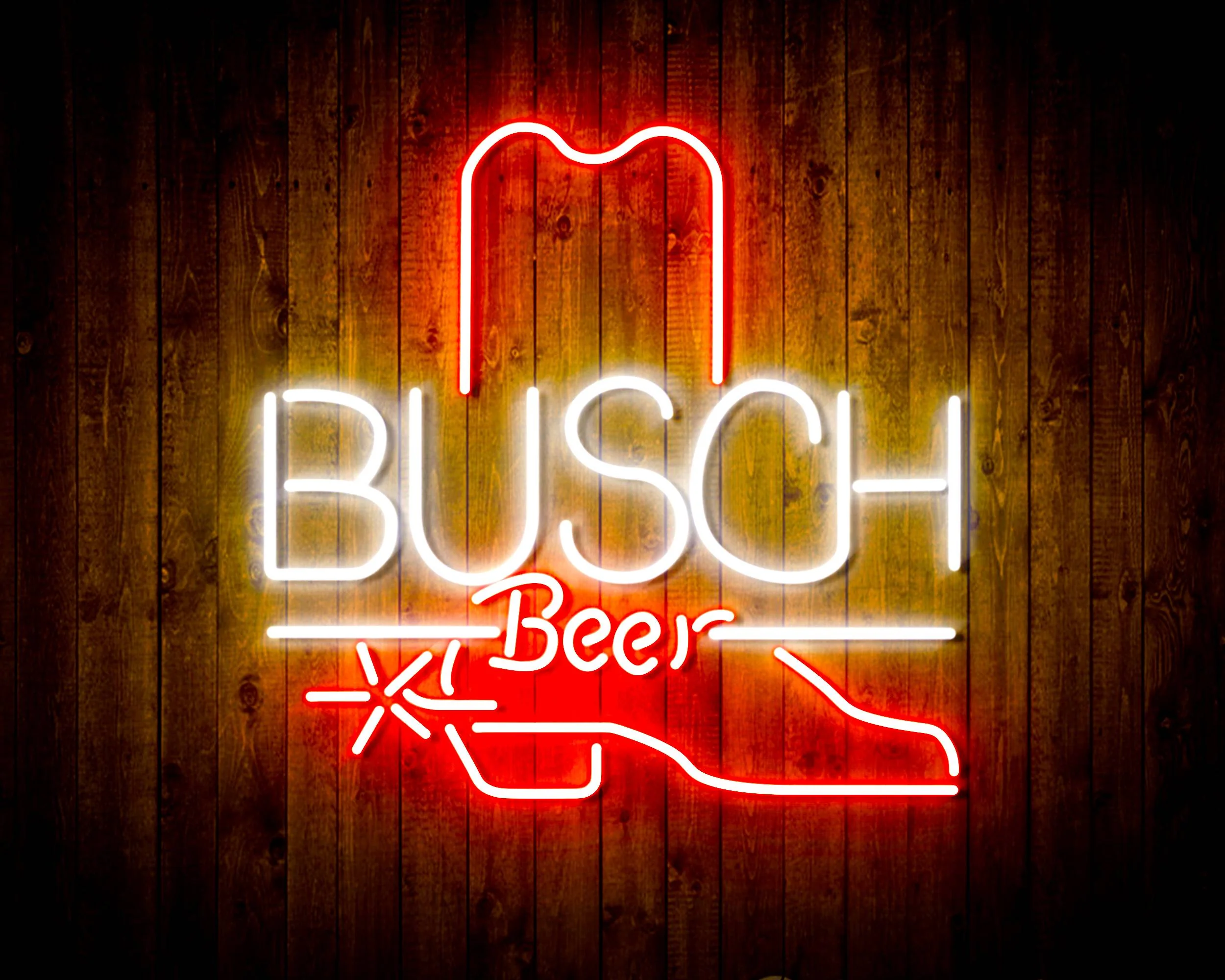 Busch Beer Cowboy Boot Handmade Neon Flex LED Sign - Image 19