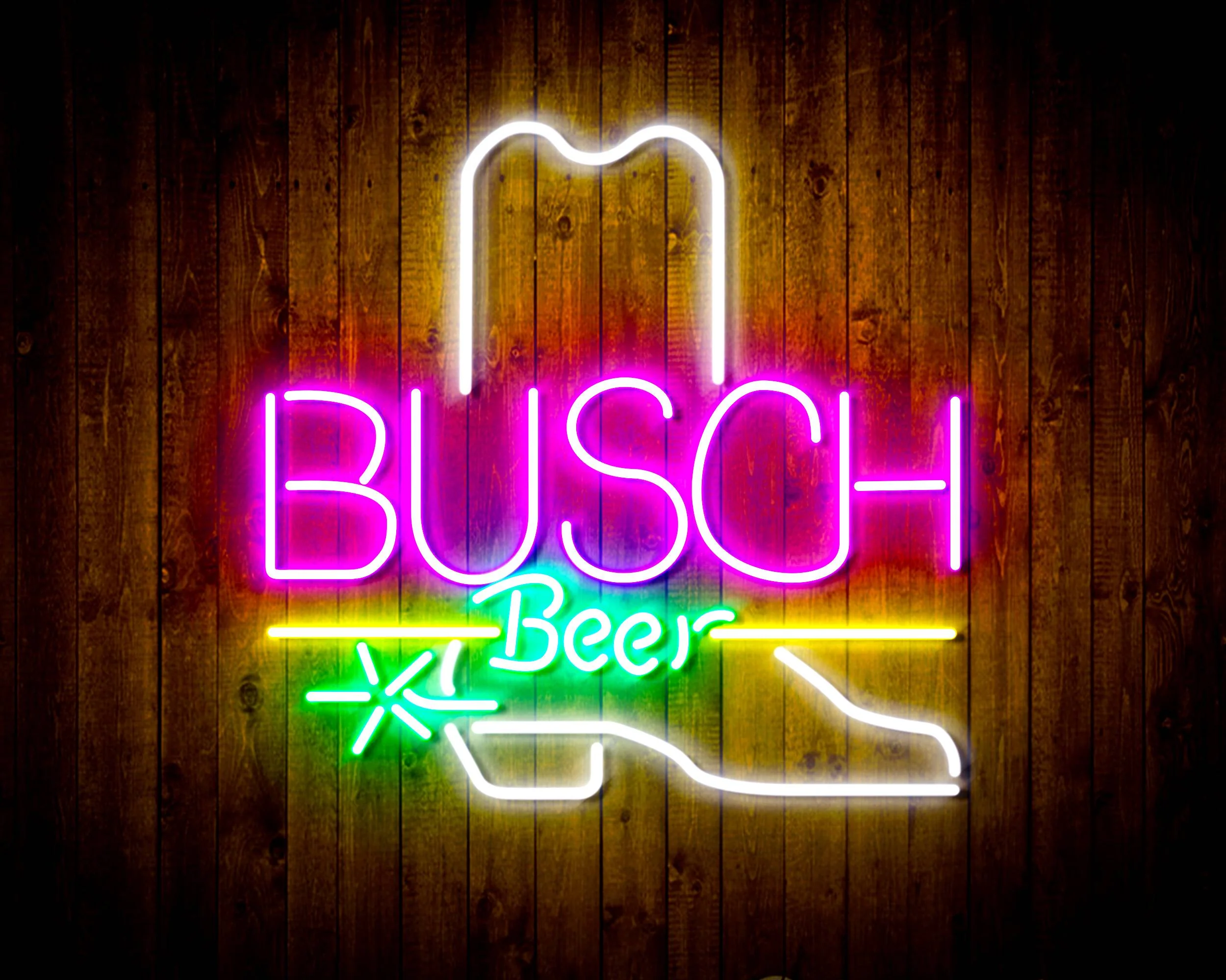 Busch Beer Cowboy Boot Handmade Neon Flex LED Sign - Image 7