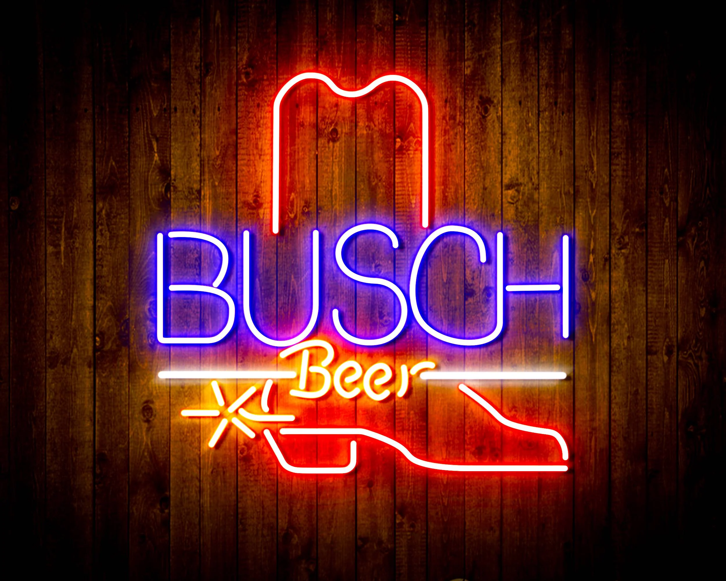 Busch Beer Cowboy Boot Handmade Neon Flex LED Sign - Image 8