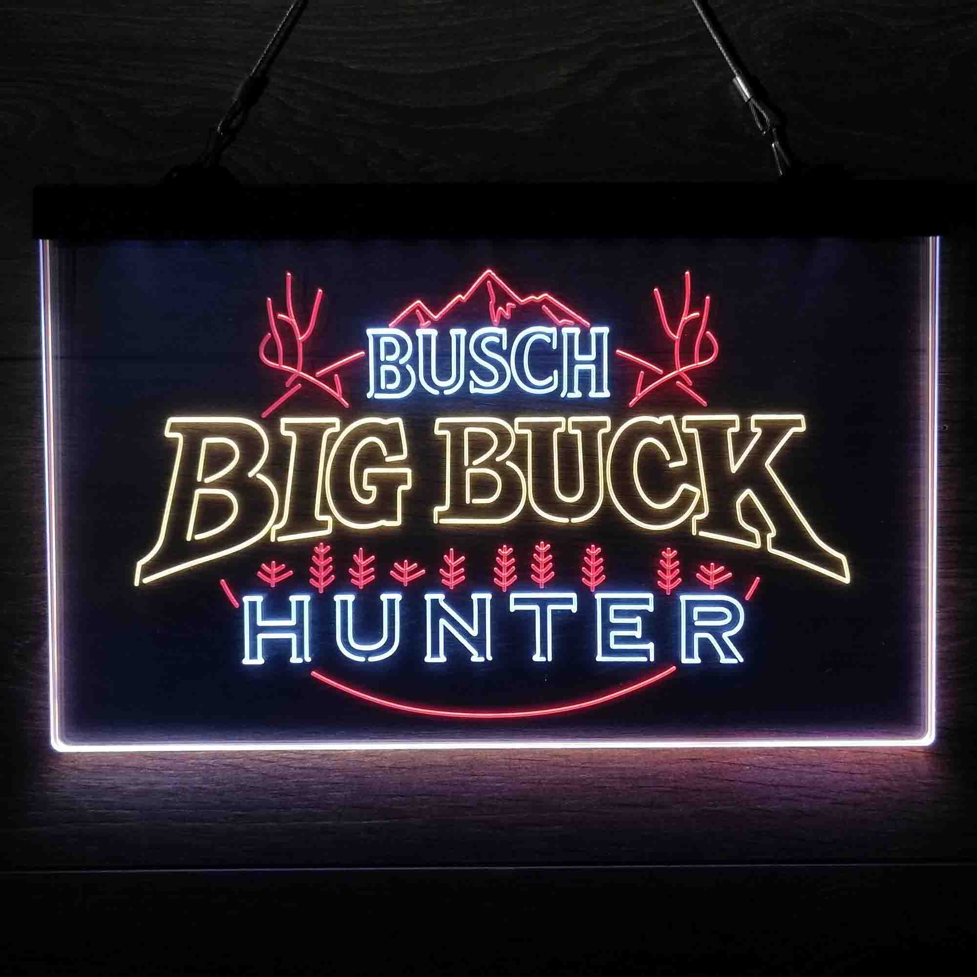 Busch Big Buck Deer Hunter Neon 3-Color LED Sign