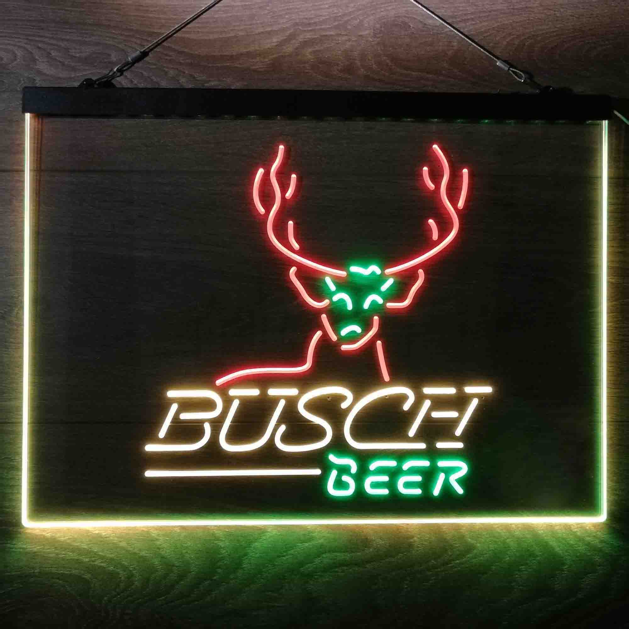 Buschs Beer Cabin Deer Hunt Neon 3-Color LED Sign - Image 2