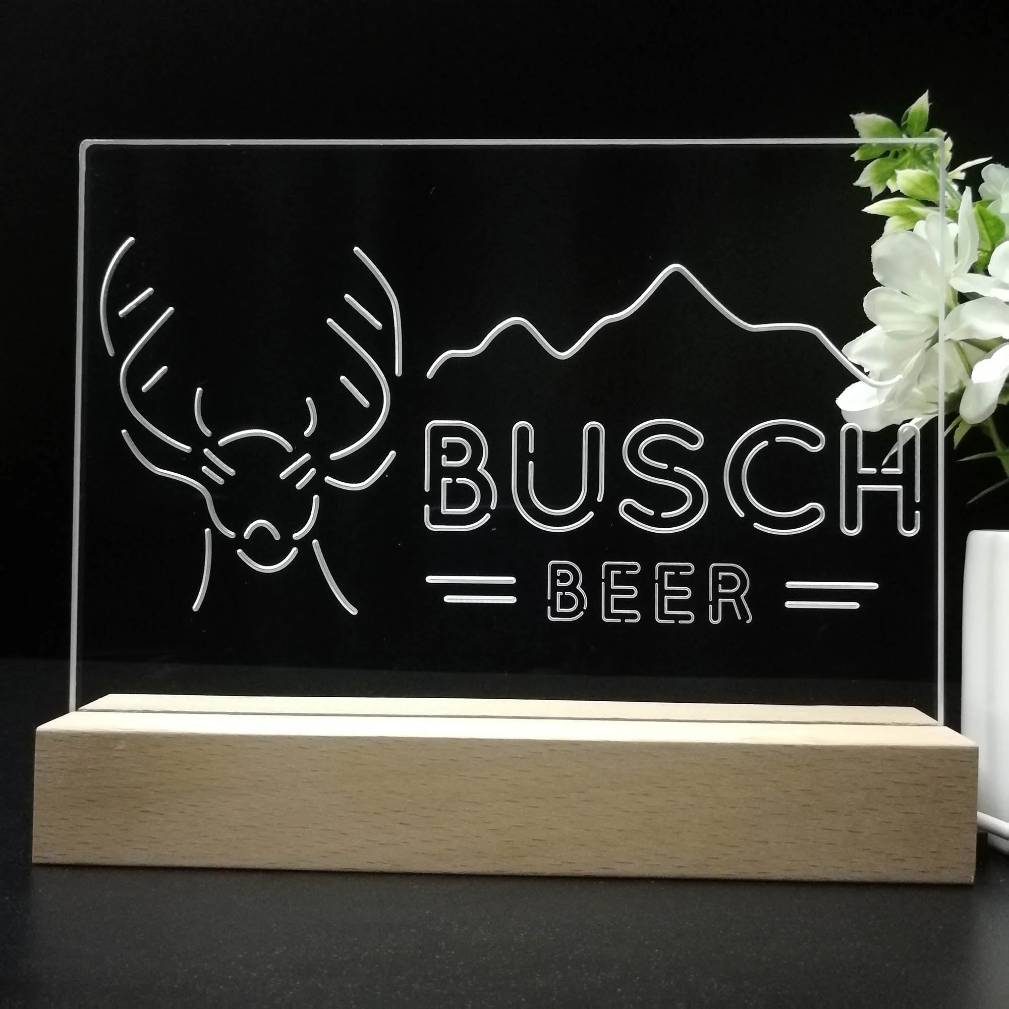 Buschs Beer Deer Mountain Neon Sign Pub Bar Lamp - Image 8