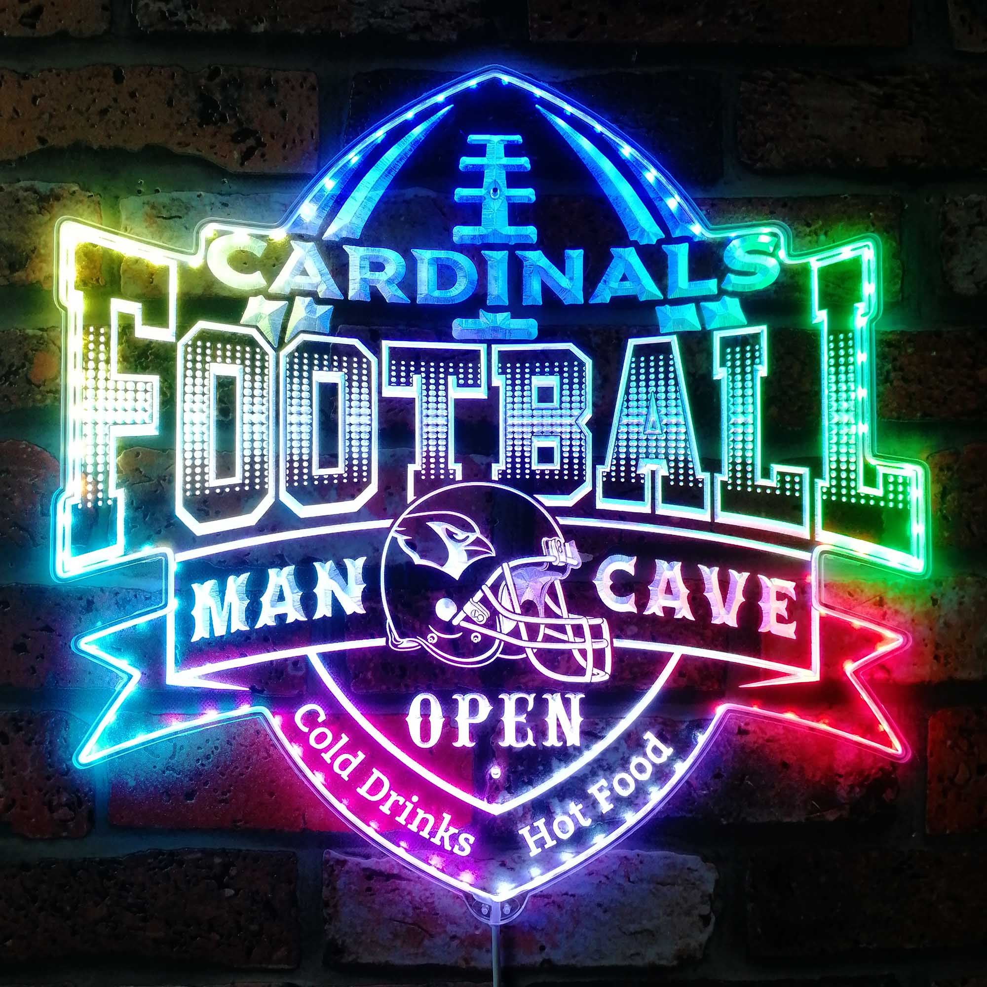 Arizona Cardinals Man Cave Neon LED Sign with Dynamic RGB Colors