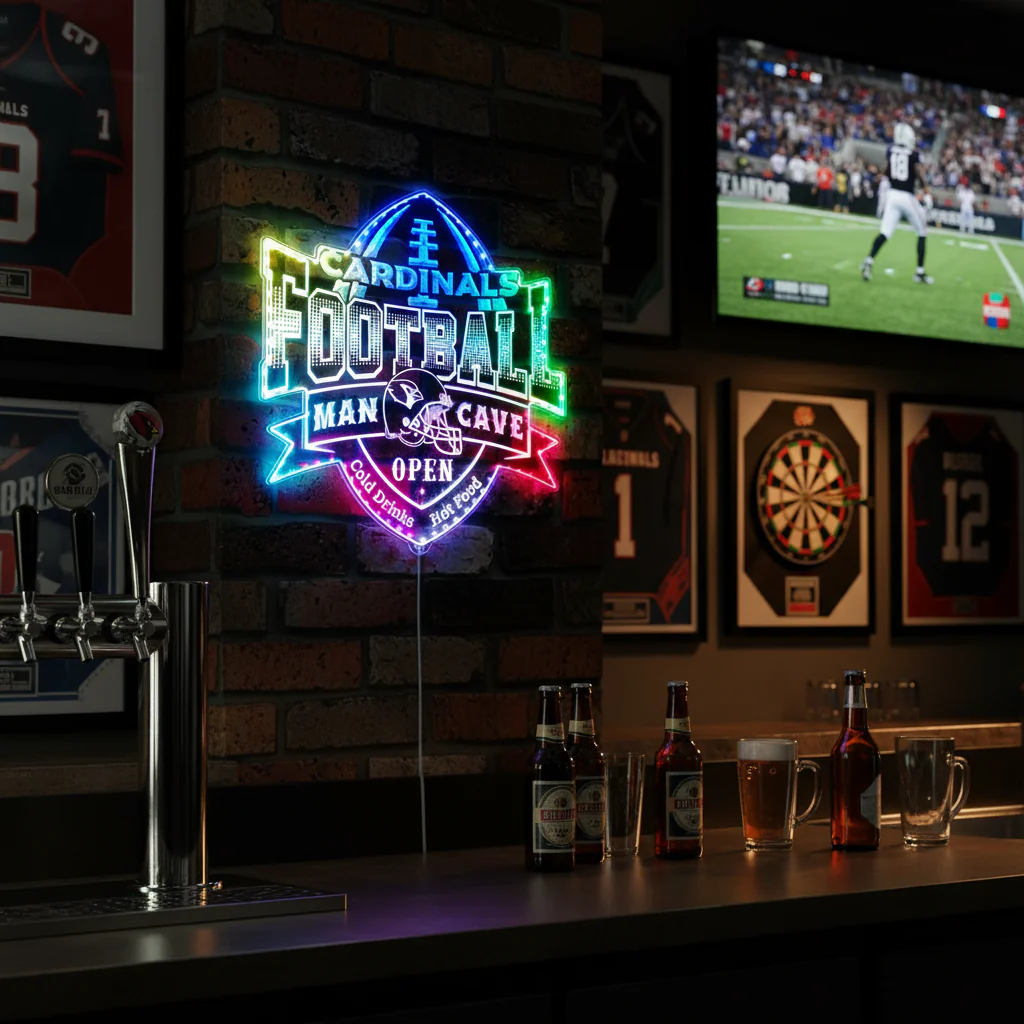 Arizona Cardinals Man Cave Neon LED Sign with Dynamic RGB Colors - Image 8