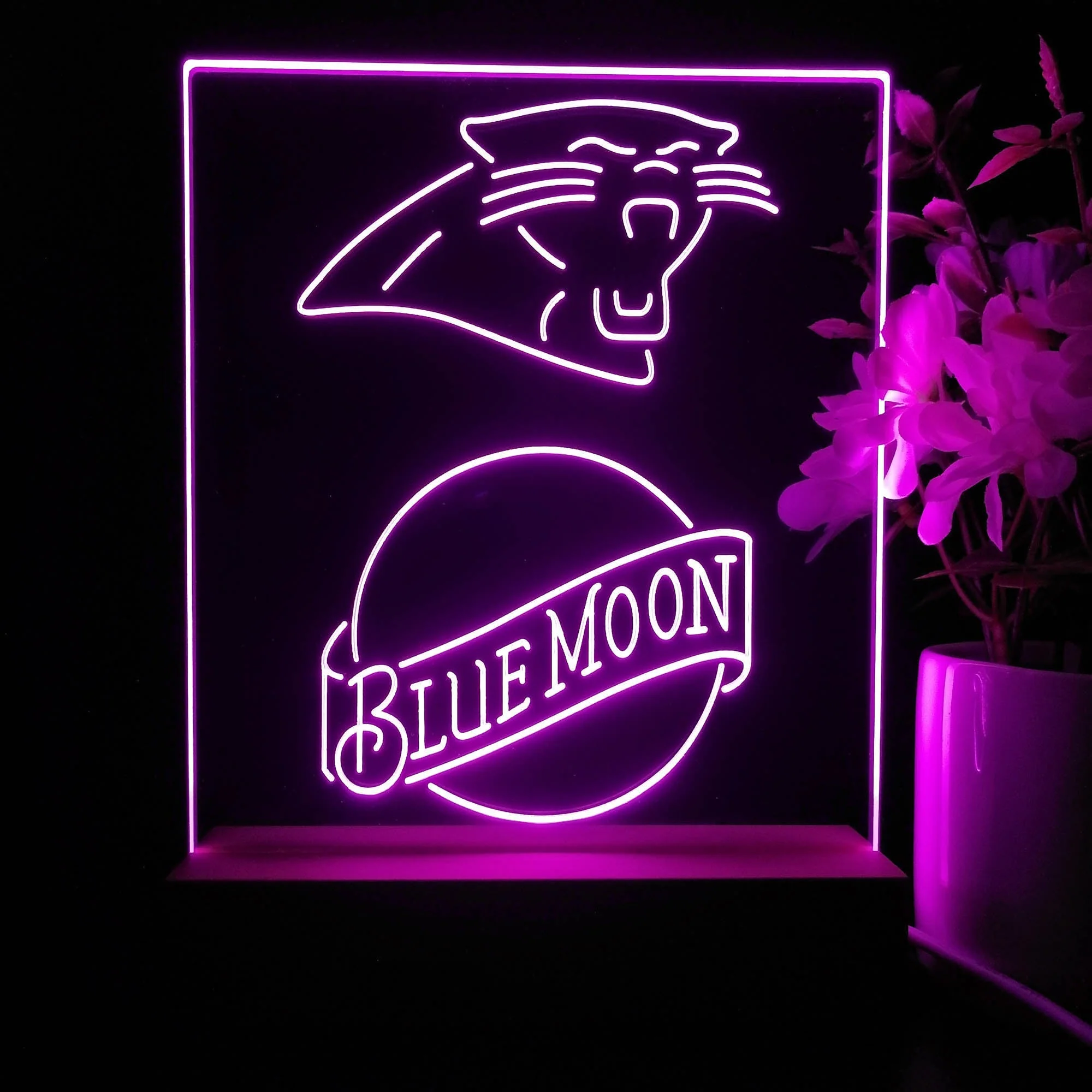 Carolina Panthers Blue Moon Neon Sign Pub Bar Lamp - Image 3