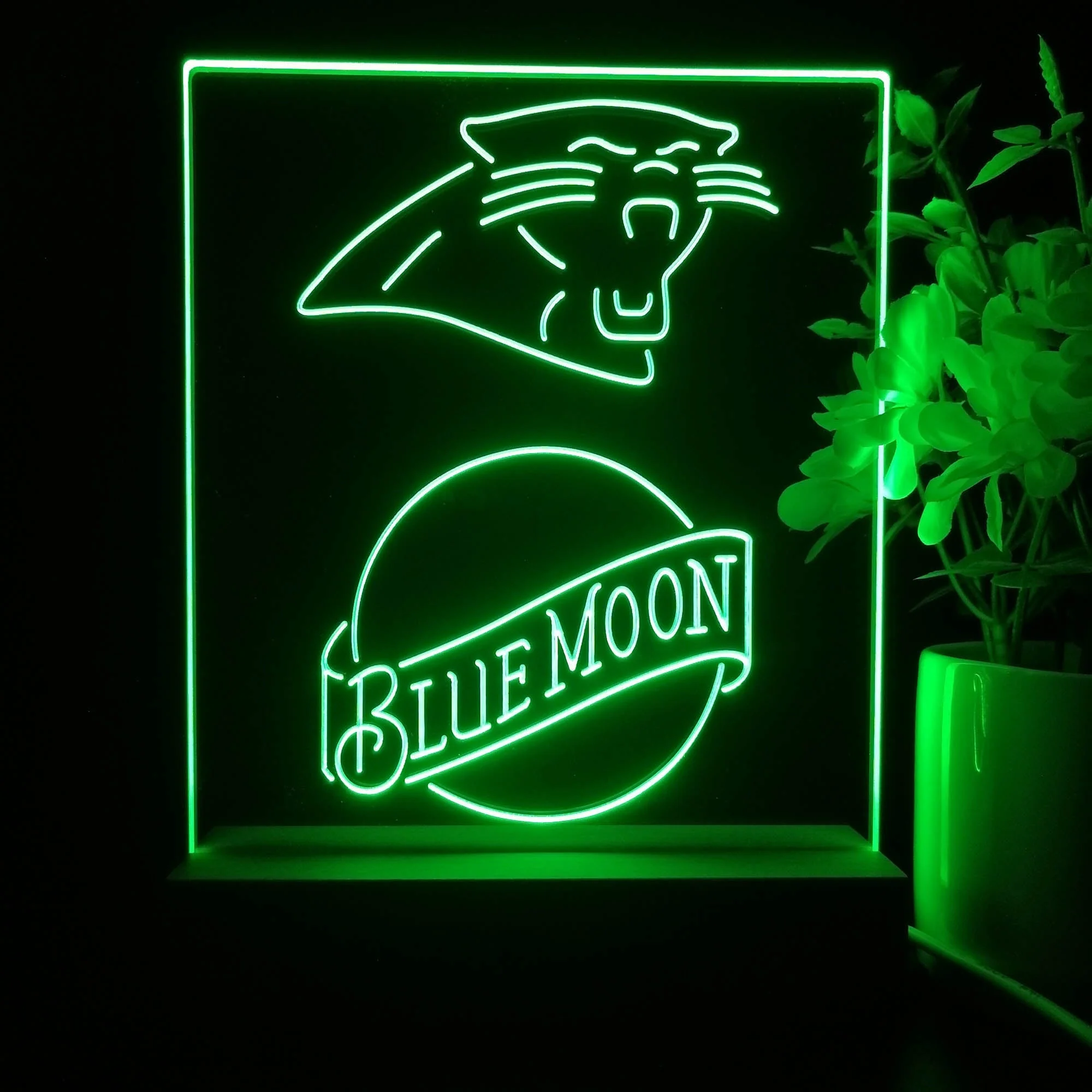 Carolina Panthers Blue Moon Neon Sign Pub Bar Lamp - Image 4