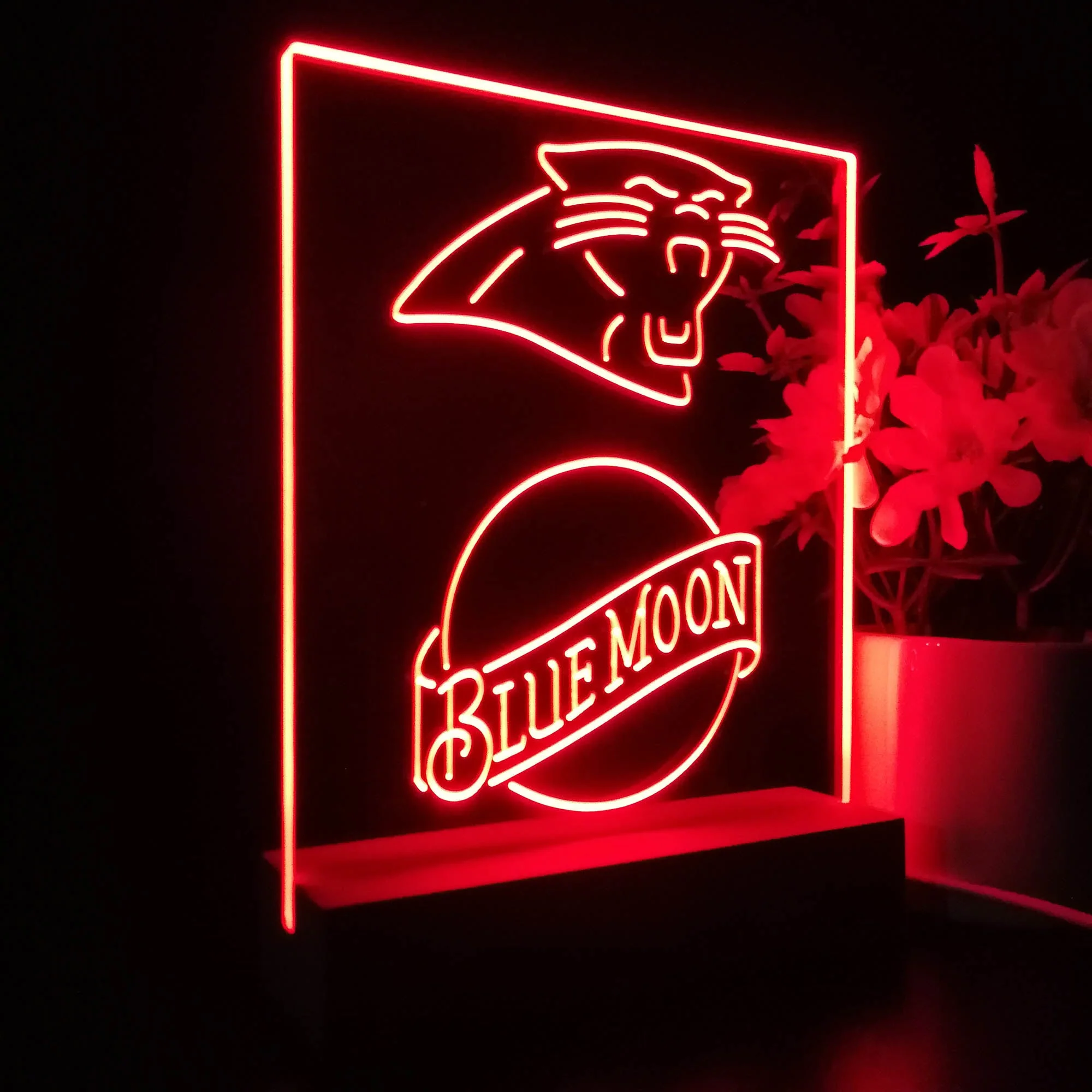 Carolina Panthers Blue Moon Neon Sign Pub Bar Lamp - Image 5