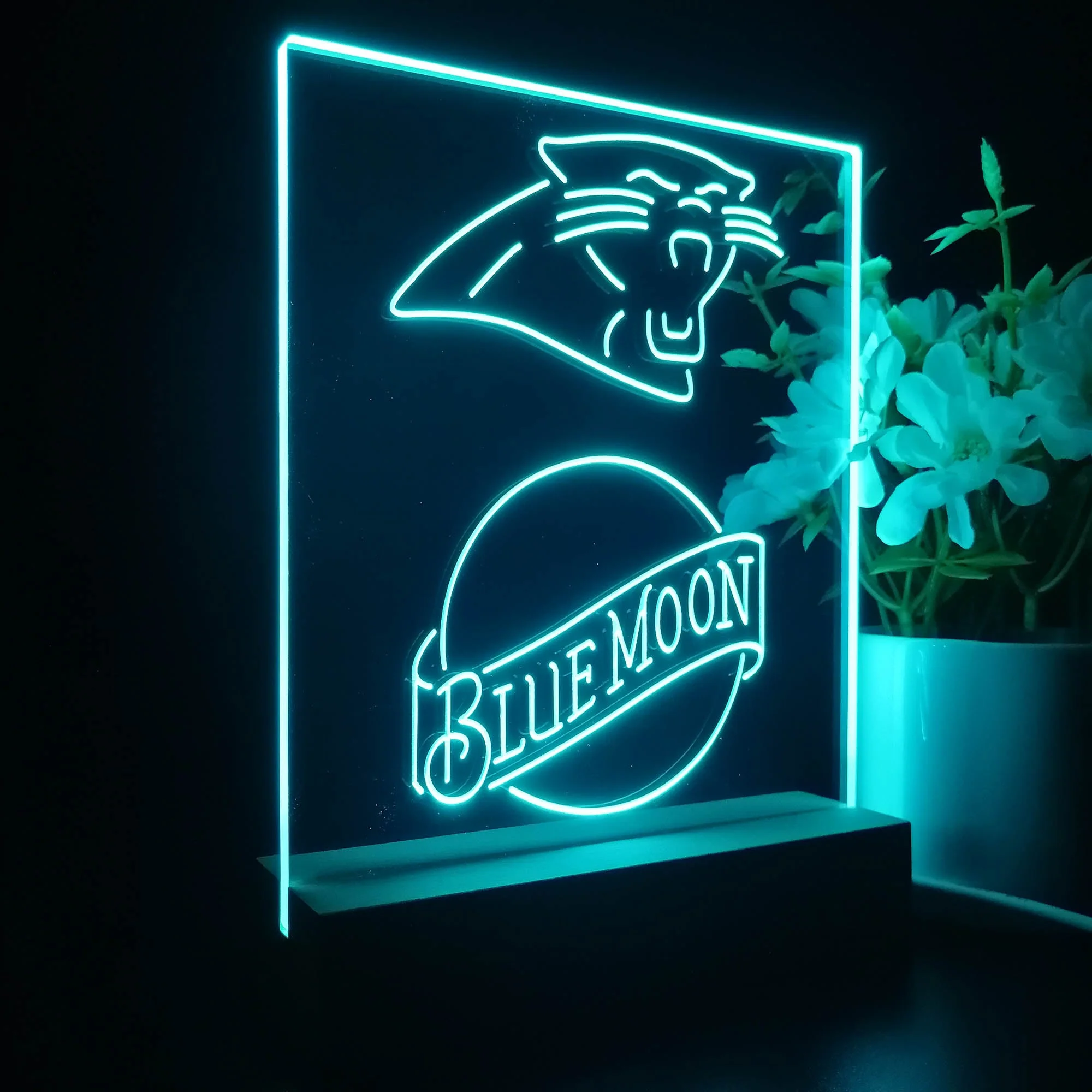 Carolina Panthers Blue Moon Neon Sign Pub Bar Lamp - Image 6