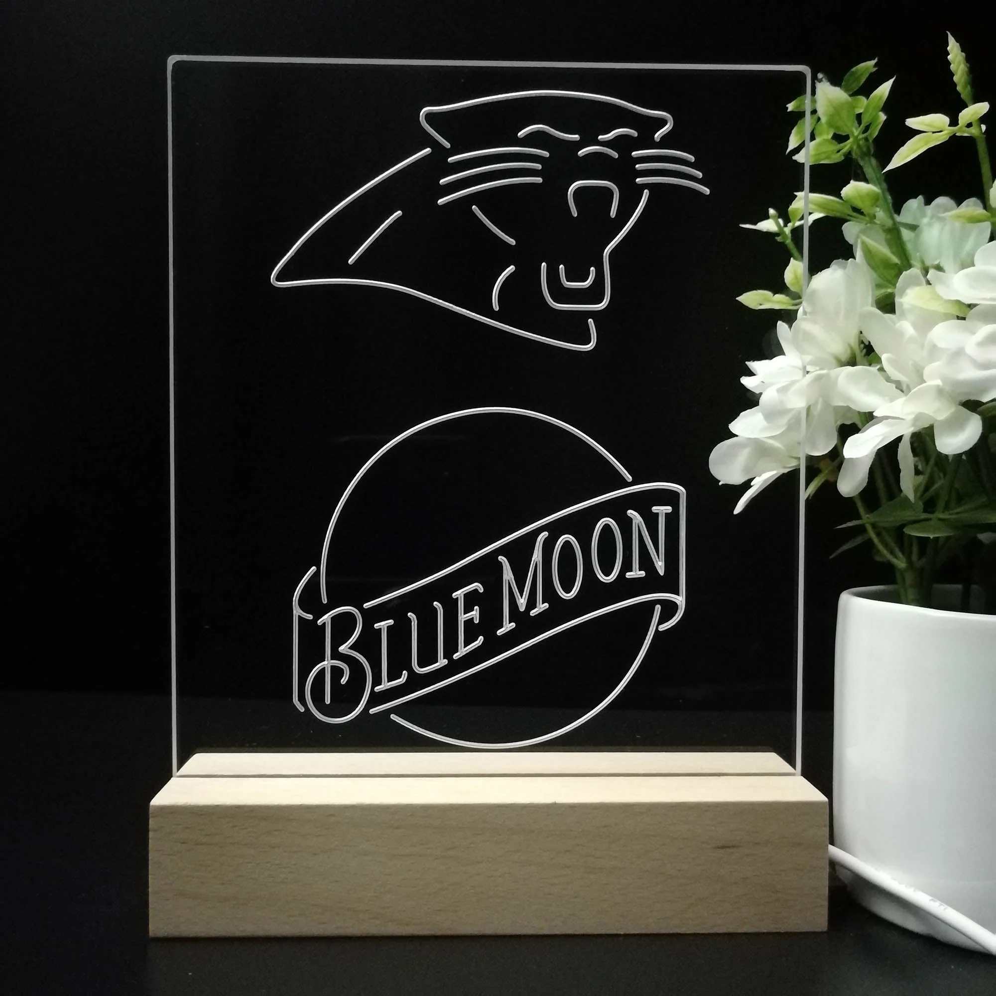 Carolina Panthers Blue Moon Neon Sign Pub Bar Lamp - Image 8