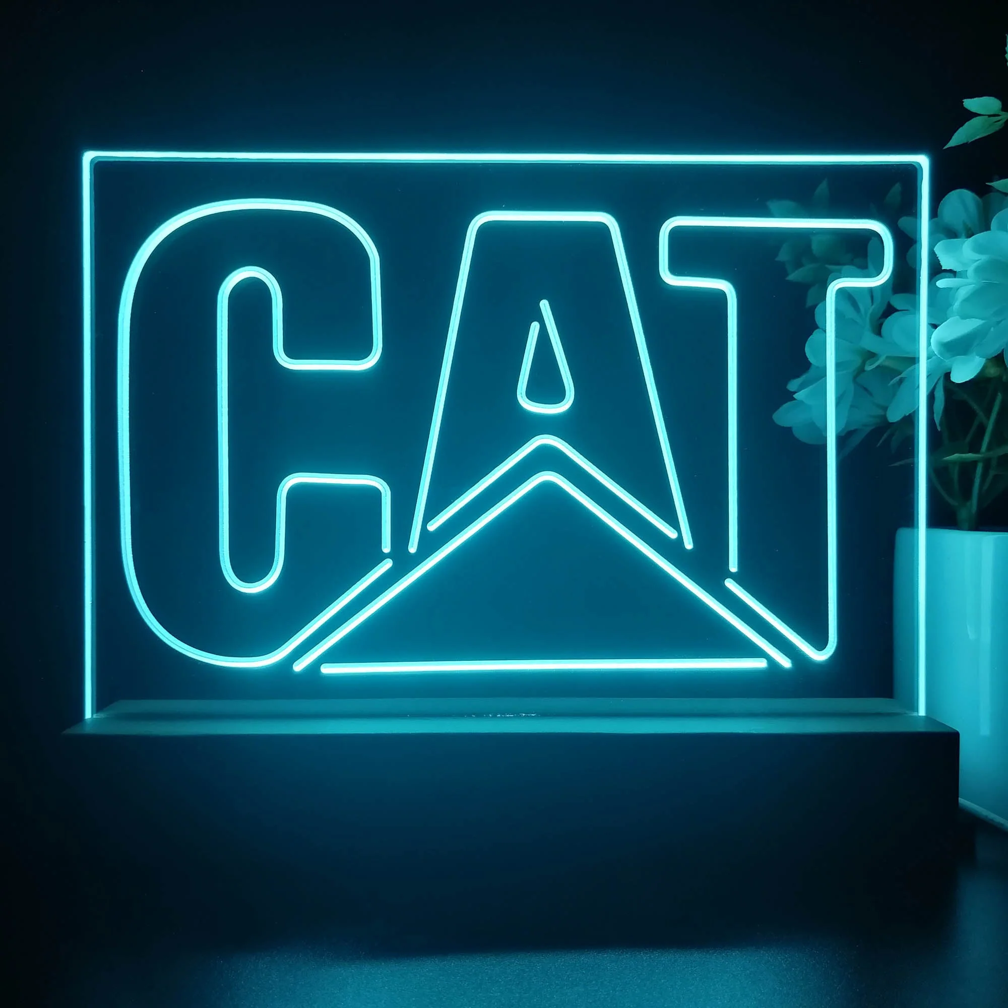 CAT Logo Garage 3D Illusion Night Light Desk Lamp - Image 3