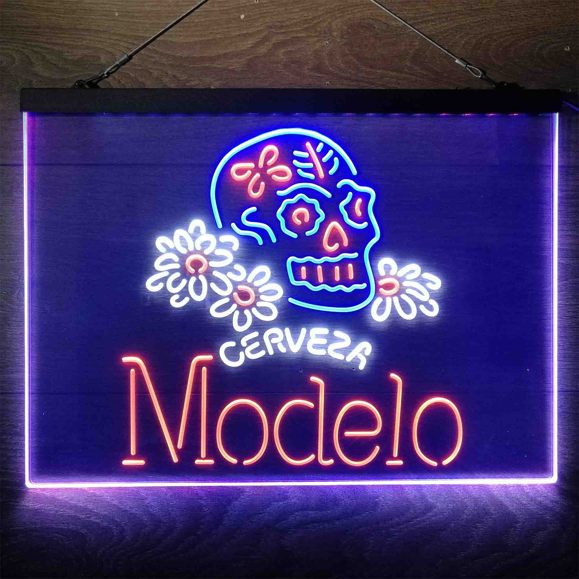 Cerveza Modelo Skull Neon 3-Color LED Sign - Image 11