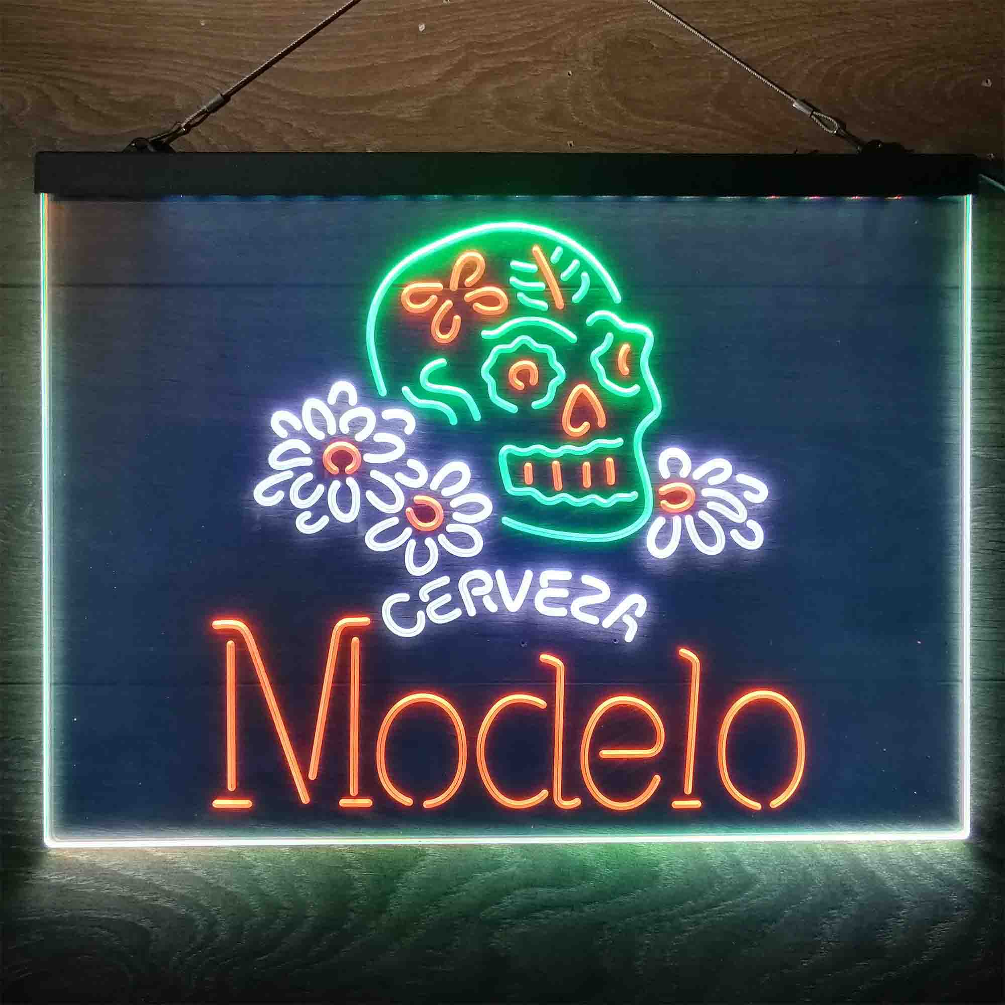 Cerveza Modelo Skull Neon 3-Color LED Sign - Image 12