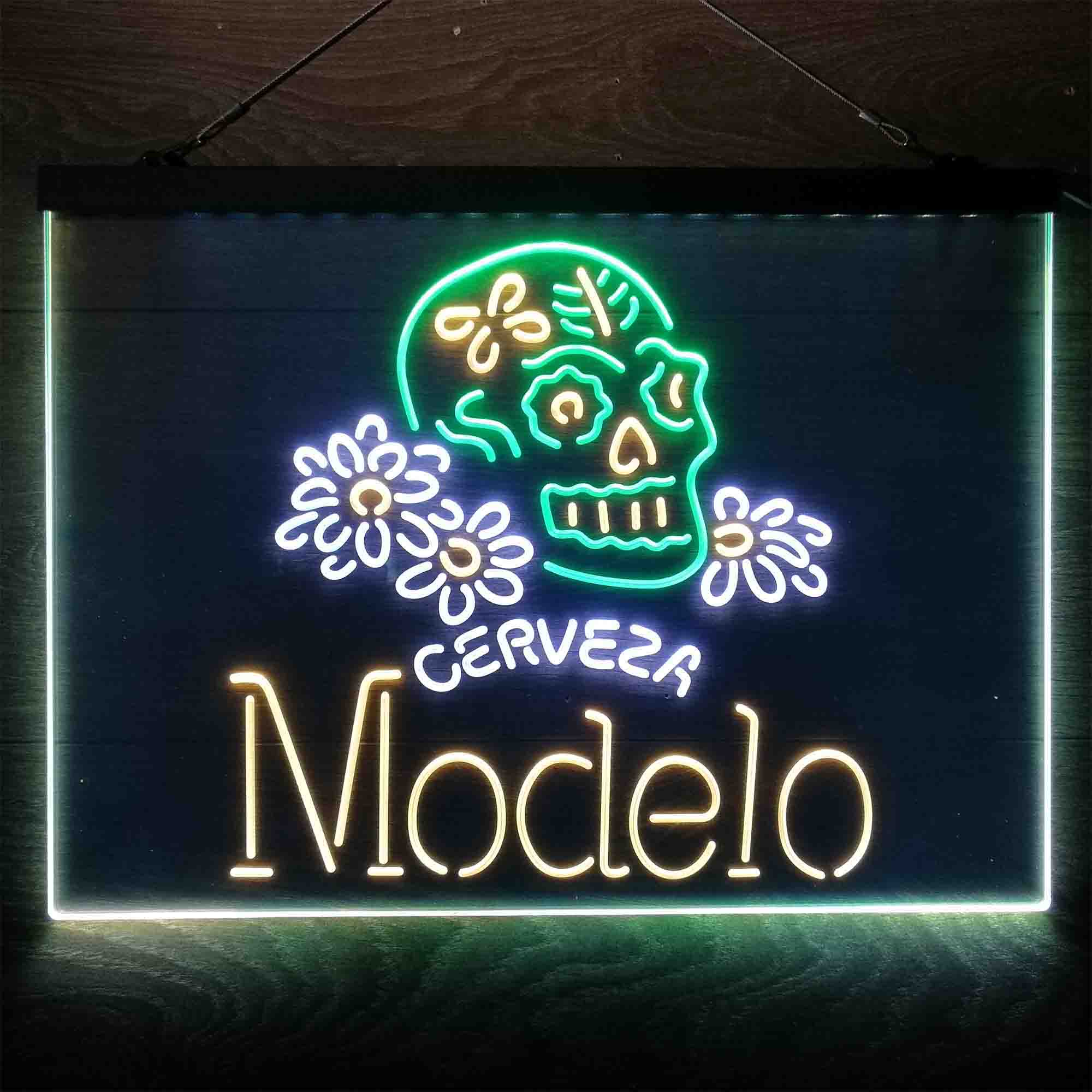 Cerveza Modelo Skull Neon 3-Color LED Sign - Image 13