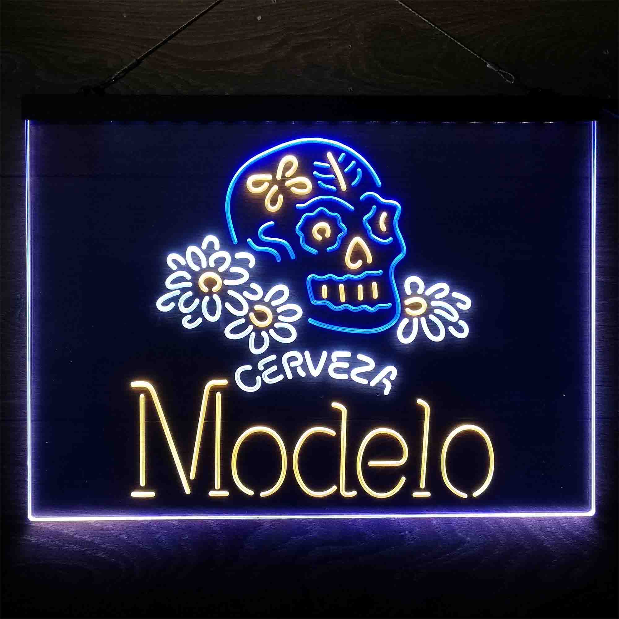 Cerveza Modelo Skull Neon 3-Color LED Sign - Image 8