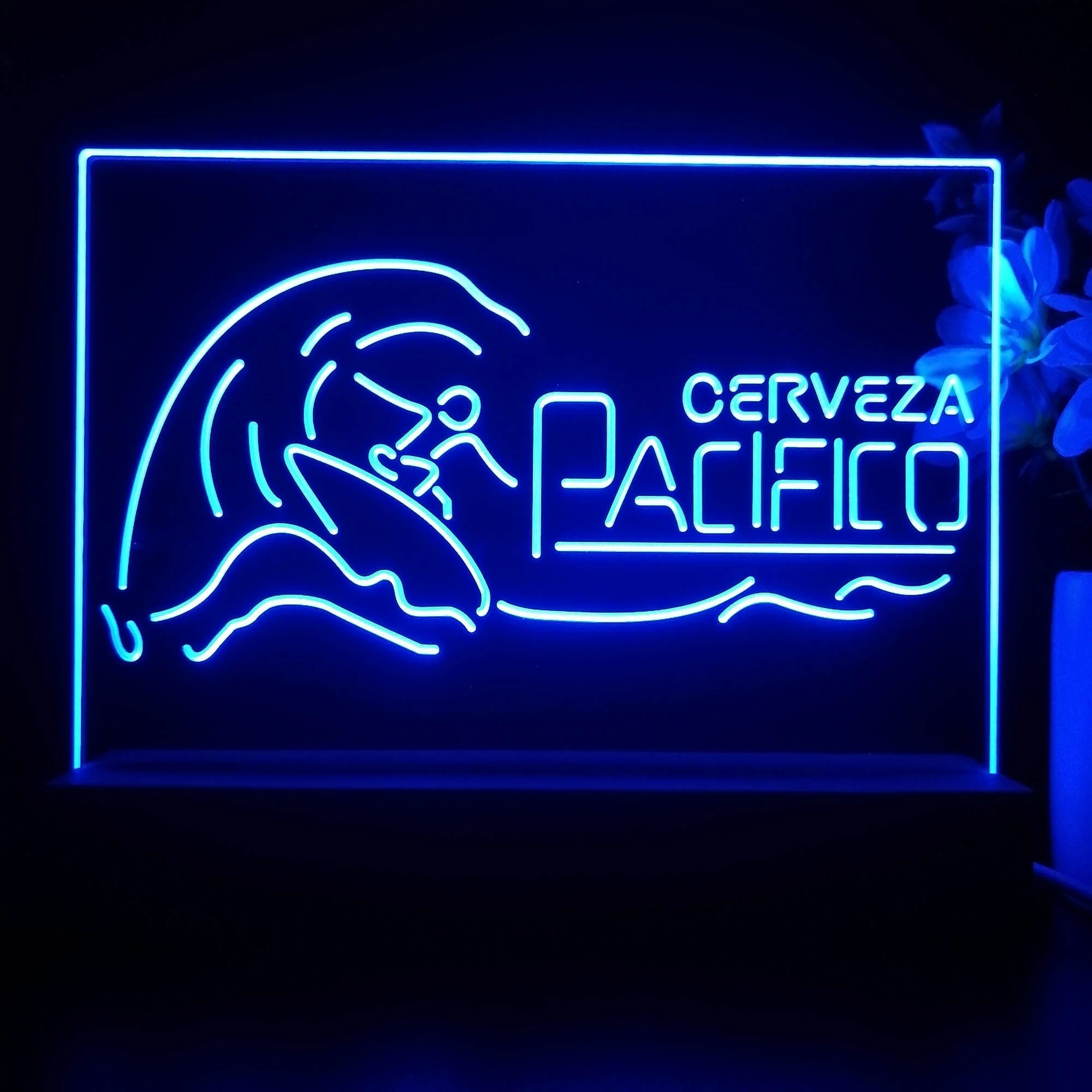 Cerveza Pacifico Wave Surfing Neon Sign Pub Bar Lamp - Image 4