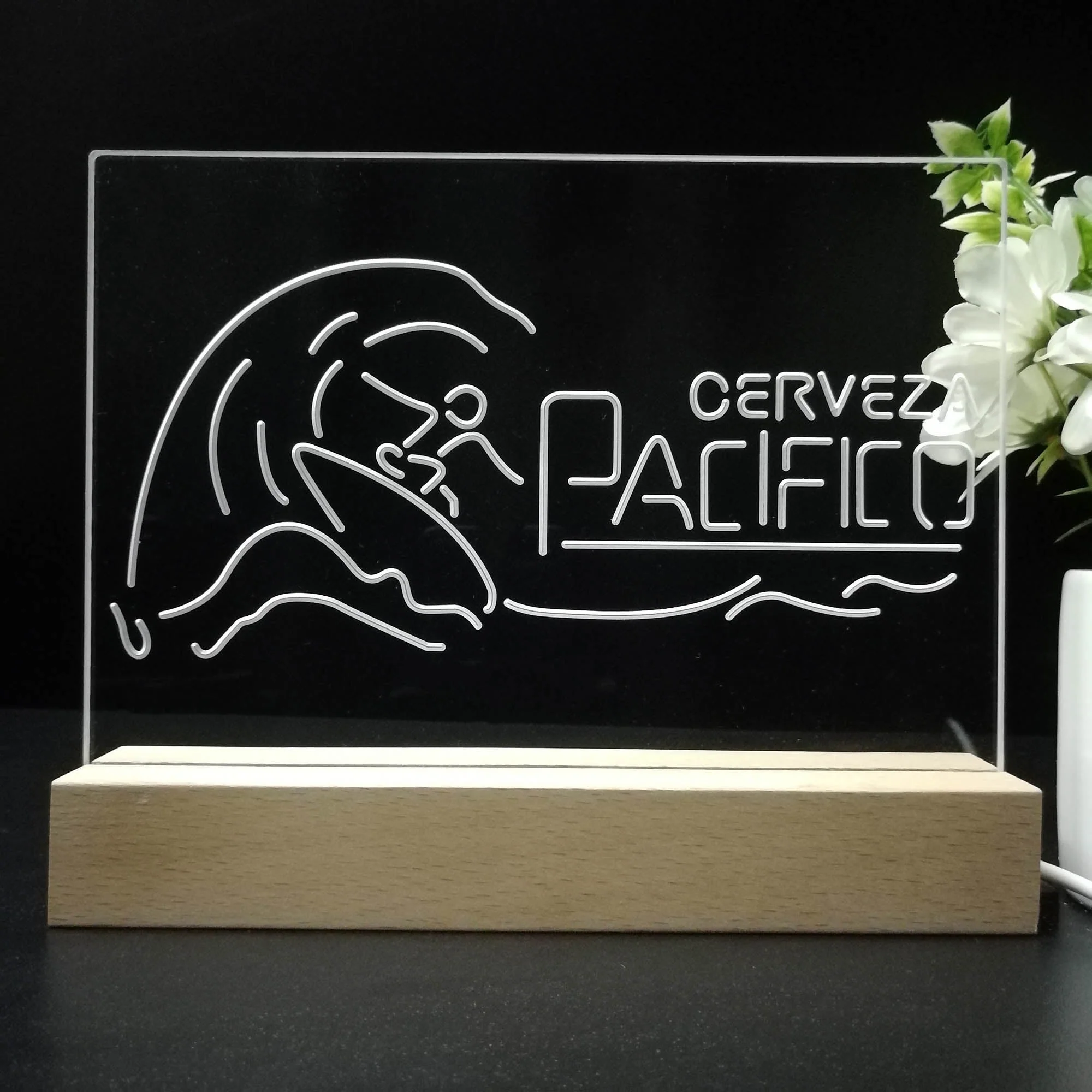 Cerveza Pacifico Wave Surfing Neon Sign Pub Bar Lamp - Image 8