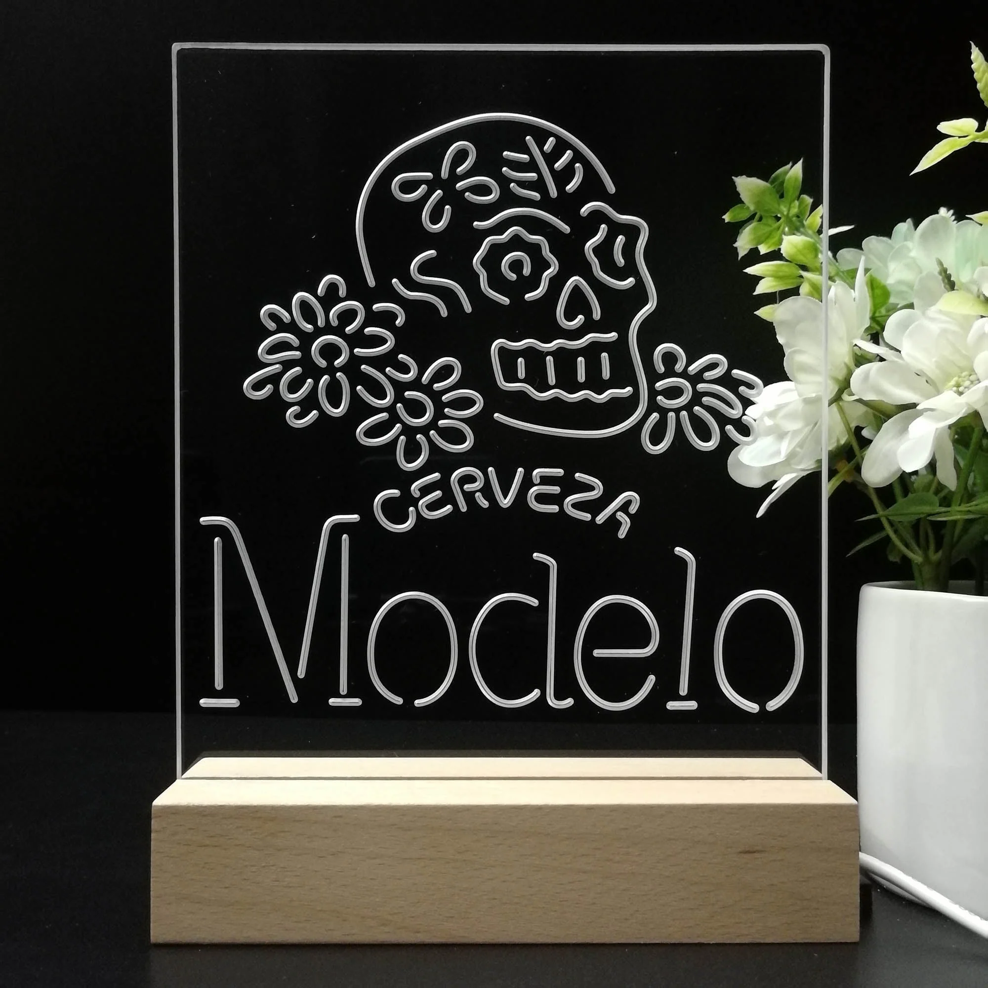 Cervezas Modelos Skull Bar 3D Illusion Night Light Desk Lamp - Image 8
